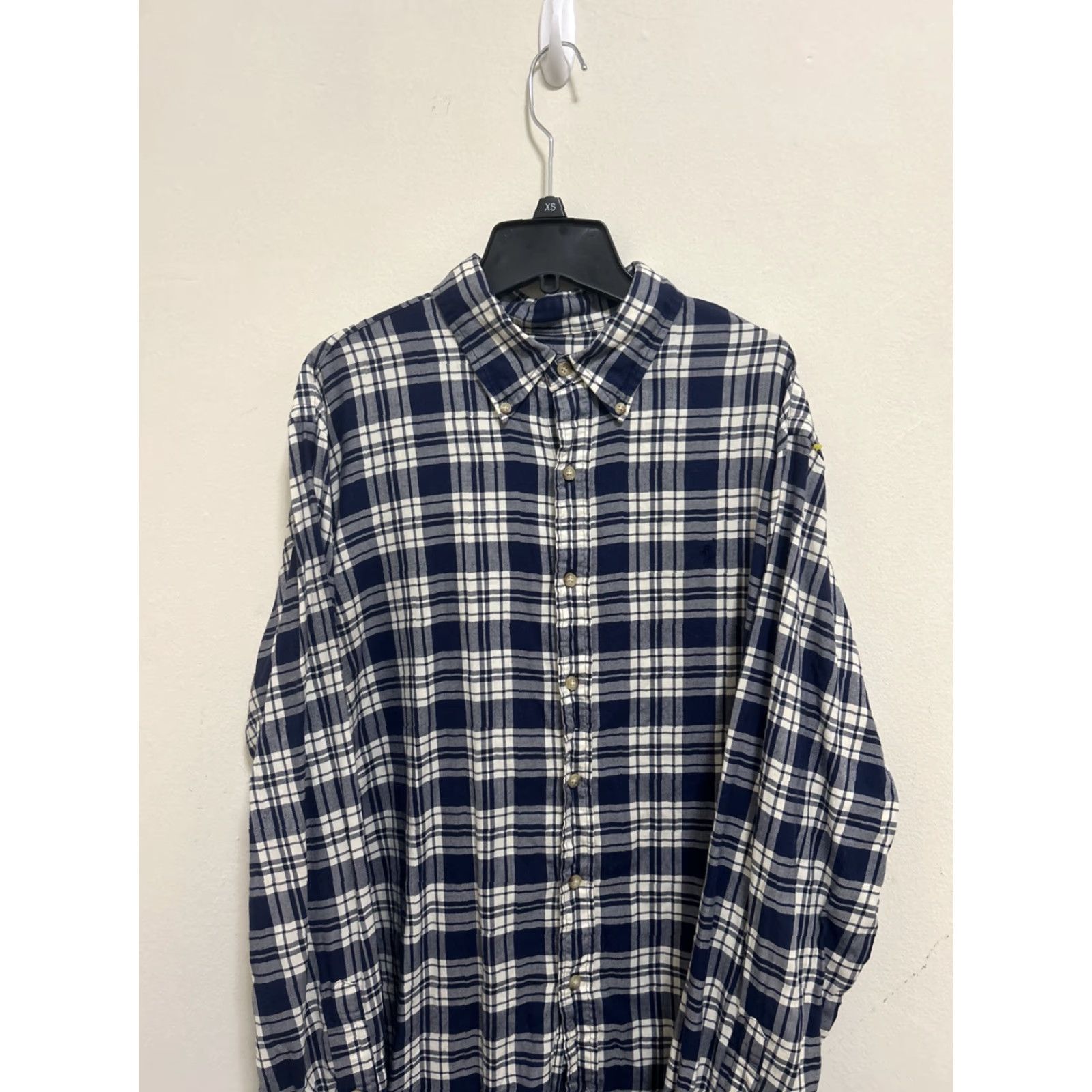 Ralph Lauren VINTAGE Ralph Lauren Shirt Mens XL Blue Plaid Herringbone Custom Fit L/S Button-Down Pocket Men Size US XL / EU 56 / 4 - 2 Thumbnail