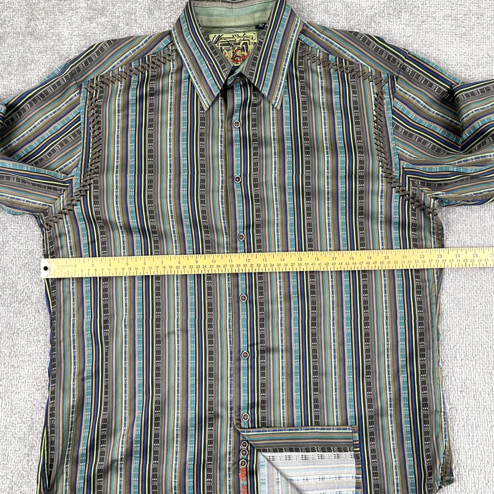 Robert Graham VINTAGE Robert Graham Shirt Mens Large Silk Trim Striped Button Up Preppy Party Retro Size US L / EU 52-54 / 3 - 4 Thumbnail