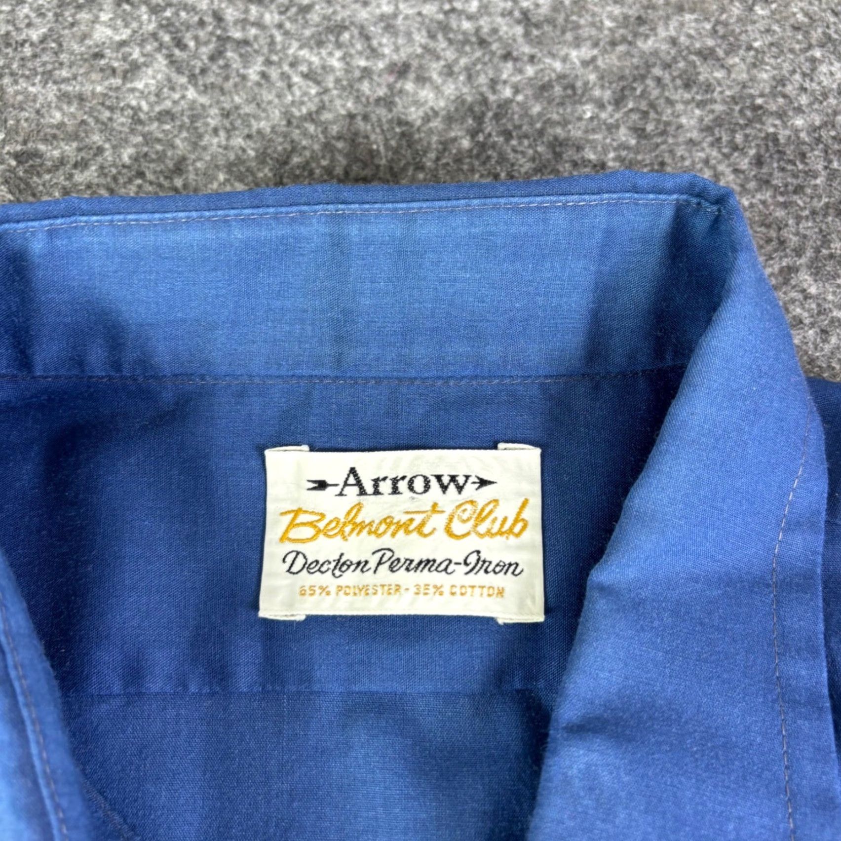 Arrow VINTAGE Arrow Belmont Club Mens Short Sleeve Button Up Shirt Blue Perma Iron Size L Size US L / EU 52-54 / 3 - 7 Thumbnail