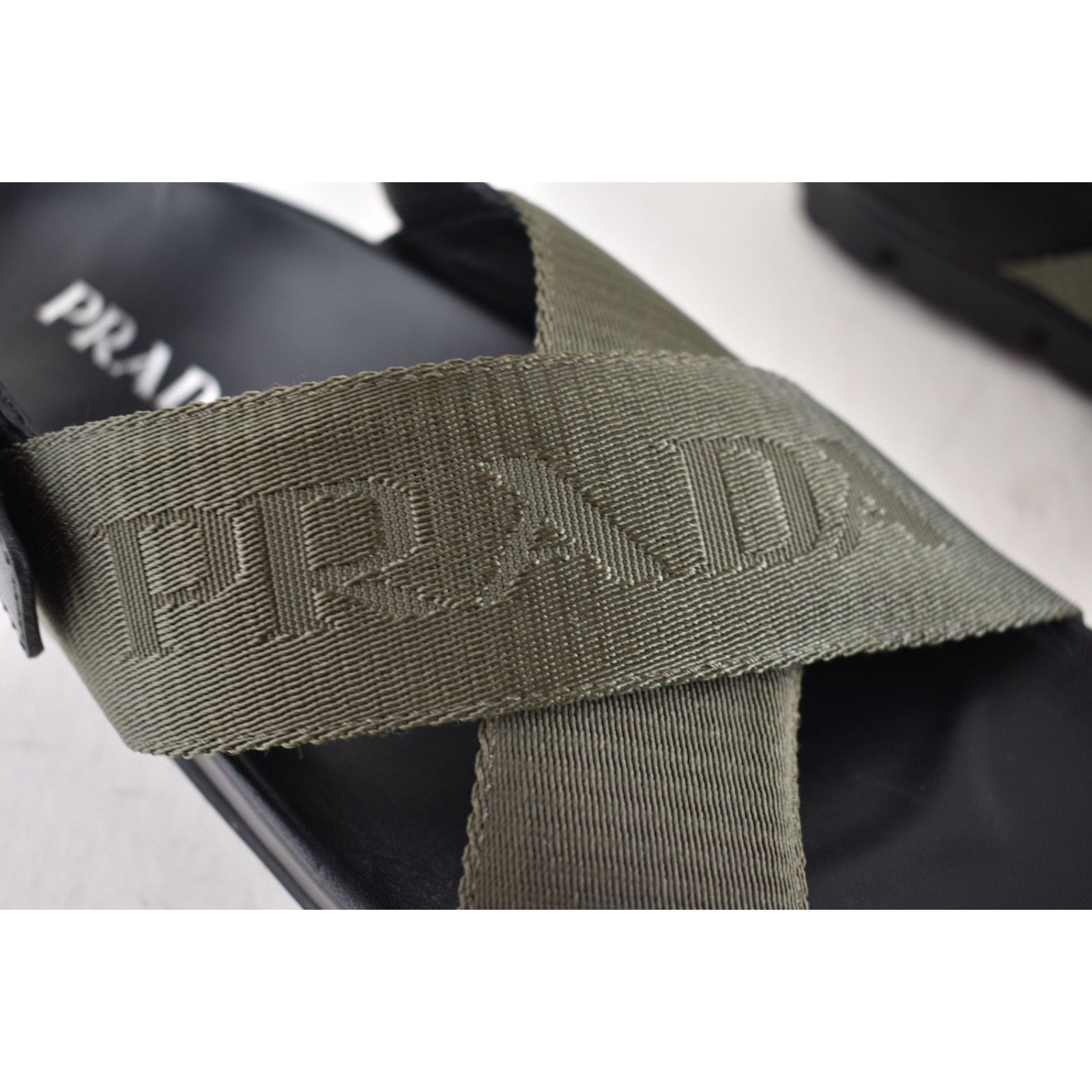 Prada Prada Montana Nastro Criss Cross Strap Buckle Green Black Size US 5.5 / IT 35.5 - 6 Thumbnail