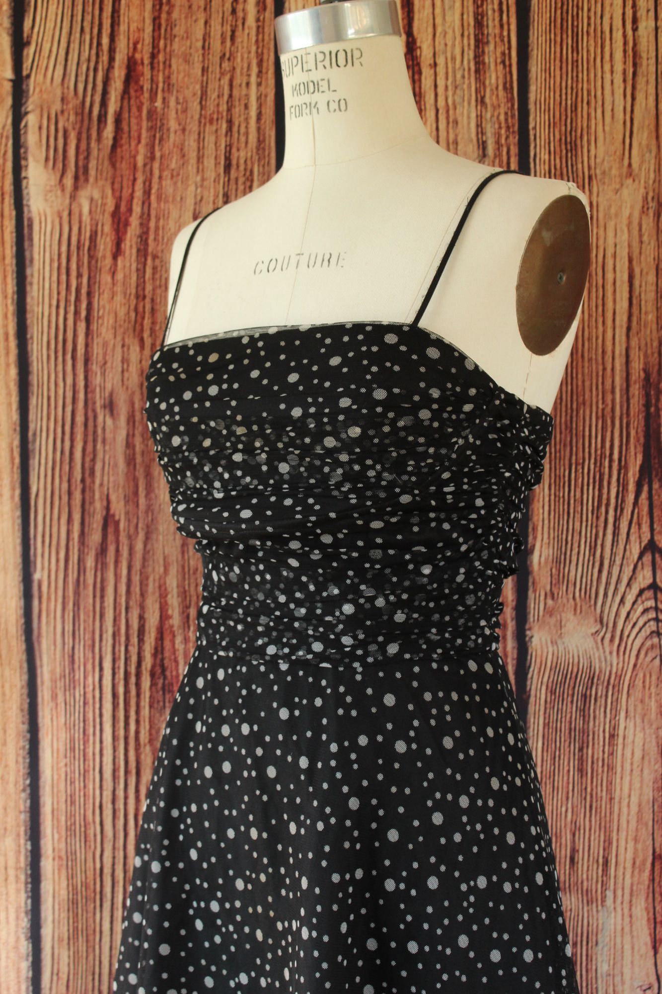 Other Jessica Howard Dress, Black with Gray Polkadots, Size 8, Fit Size M / US 6-8 / IT 42-44 - 7 Thumbnail