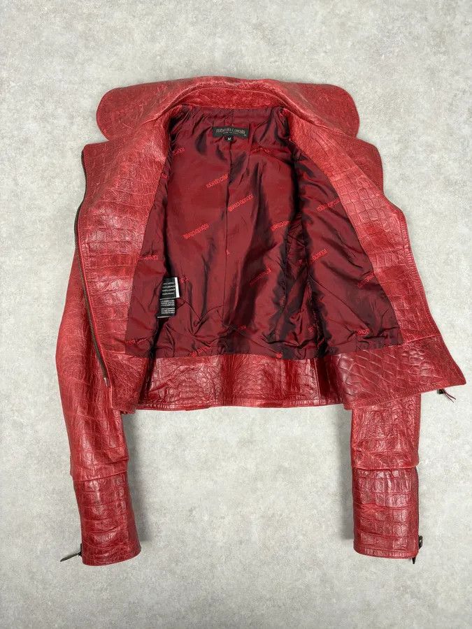 Roberto Cavalli AW2000 Roberto Cavalli Bordeaux Leather Crocodile Embossed Leather Jacket Size S / US 4 / IT 40 - 7 Thumbnail