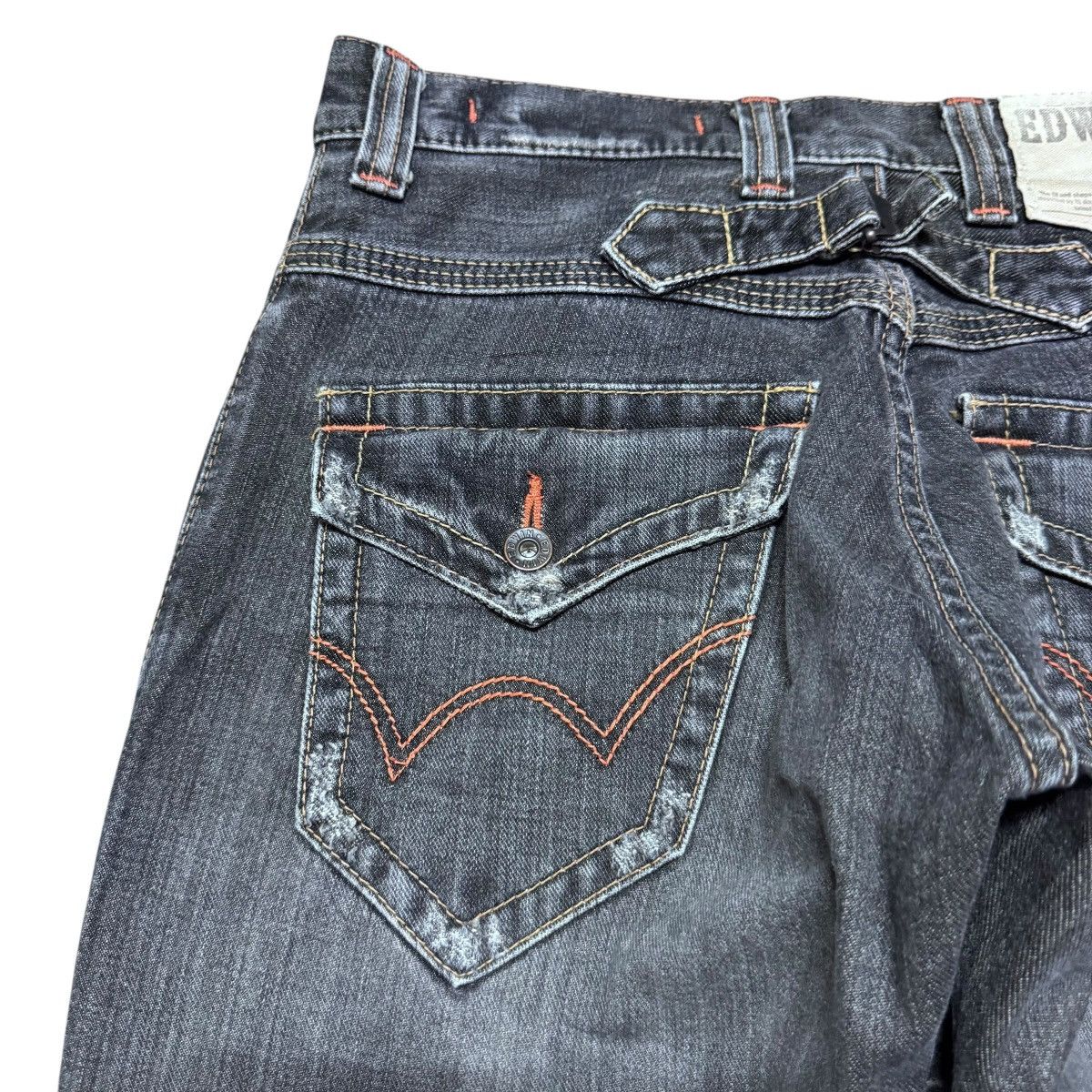 Edwin Vintage Edwin 401XVS Faded Black Denim Flare Jeans Size US 30 / EU 46 - 9 Thumbnail