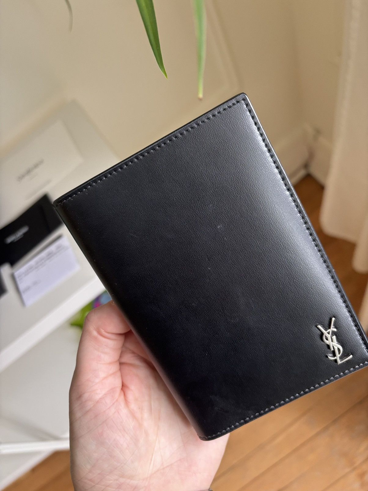 Saint Laurent Paris Tiny Cassandre Passport Case in Matte Leather Size ONE SIZE - 3 Thumbnail