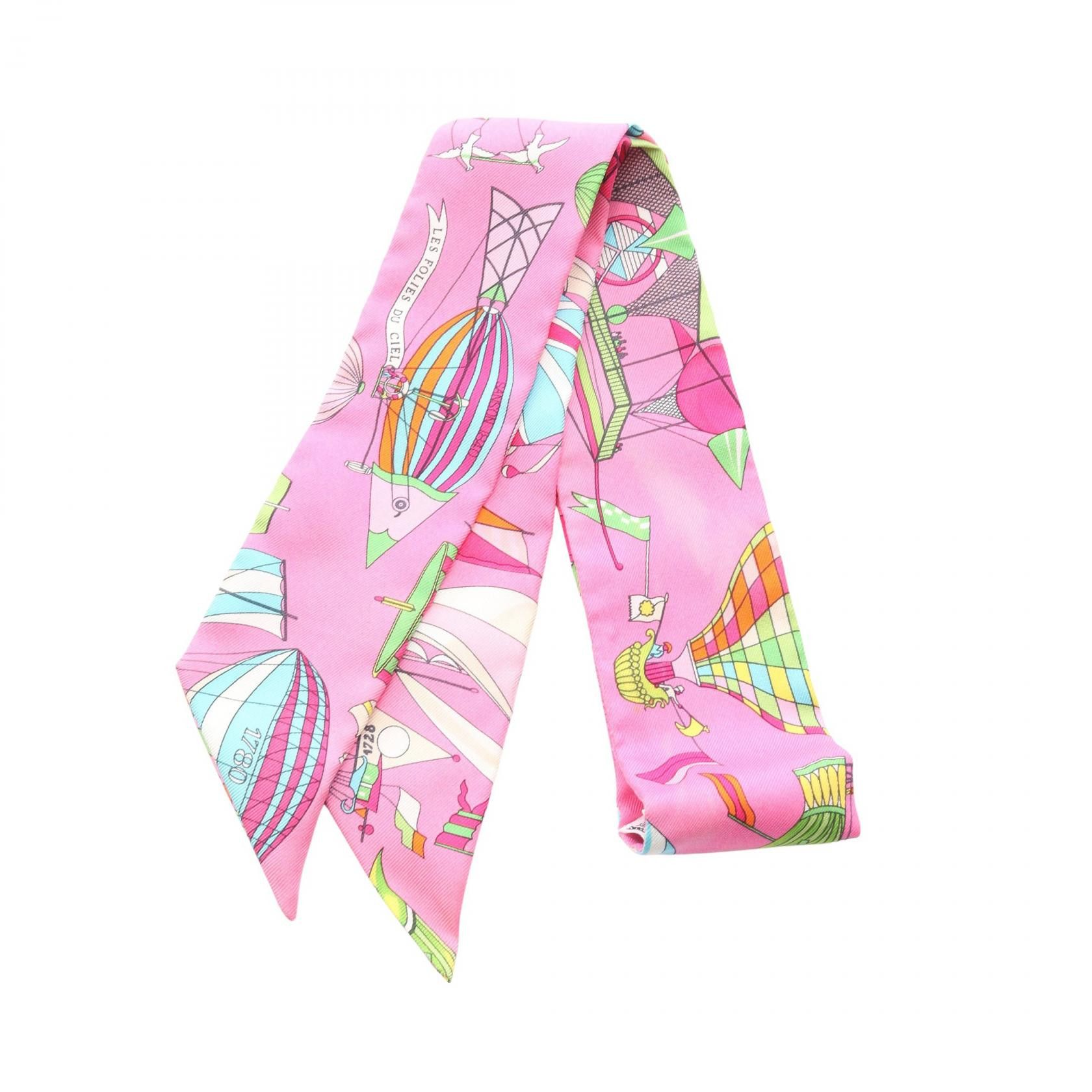 Hermes Hermes Hermes Twilly LES FOLIES DU CIEL Silk Scarf Textile Scarf DUTY FREE for USA Size ONE SIZE - 1 Thumbnail