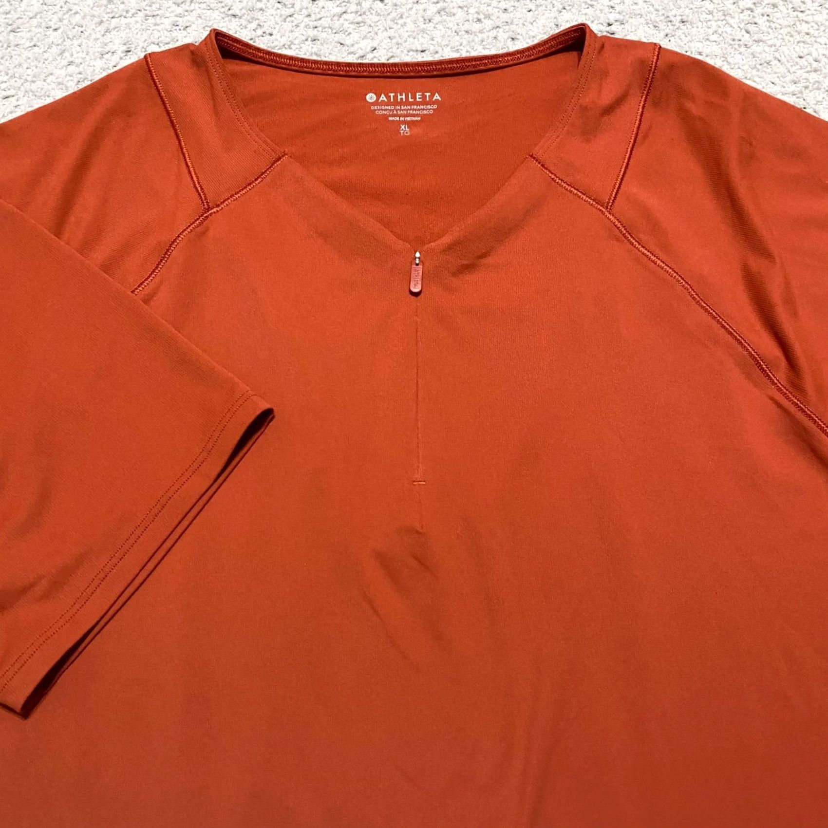 Athleta Athleta Shirt Womens XL Orange Sunchaser 1/4 Zip Pullover Short Sleeve Pockets Size XL / US 12-14 / IT 48-50 - 4 Thumbnail