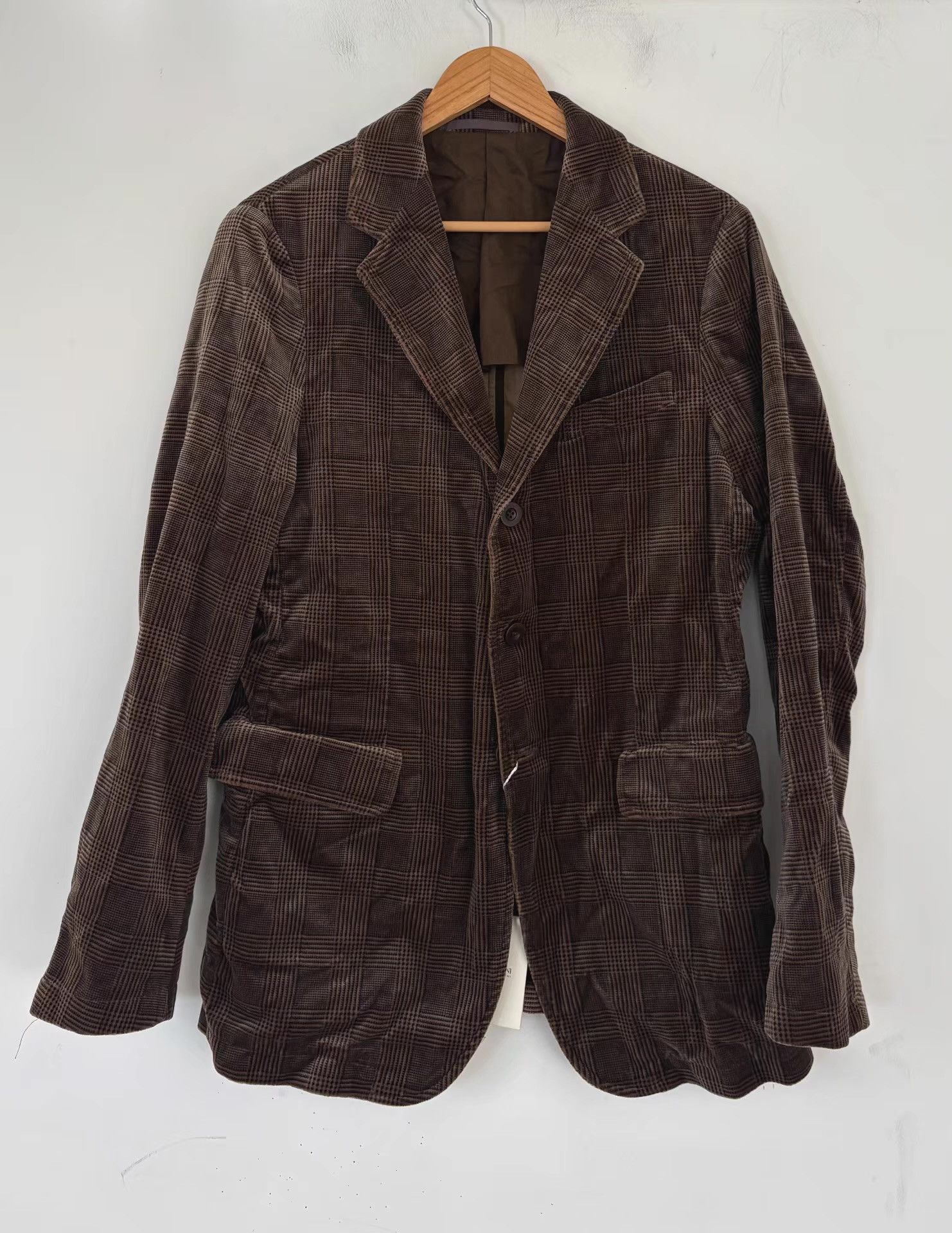 Armani Armani Collezioni Men's Velvet Check Blazer Ｑ21 Size 46R - 1 Thumbnail
