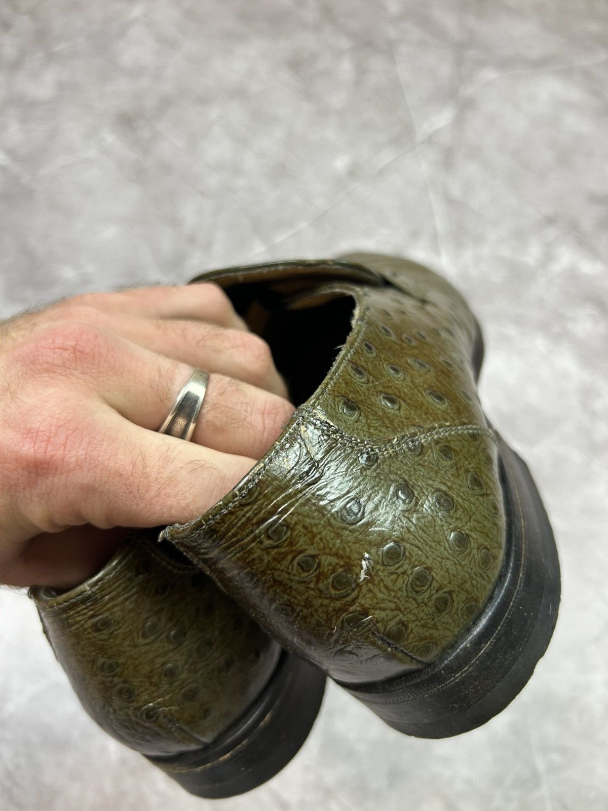 Grenson GRENSON TOP GALLANTS Men's Green Crocodile Leather Slip-On Size US 9 / EU 42 - 8 Thumbnail