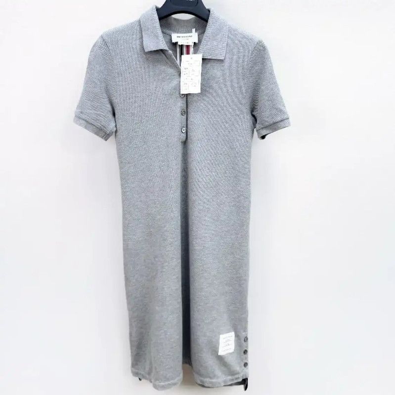 Thom Browne Thom Browne Gray Cotton Polo Dress for Women 0089 Size S / US 4 / IT 40 - 1 Thumbnail