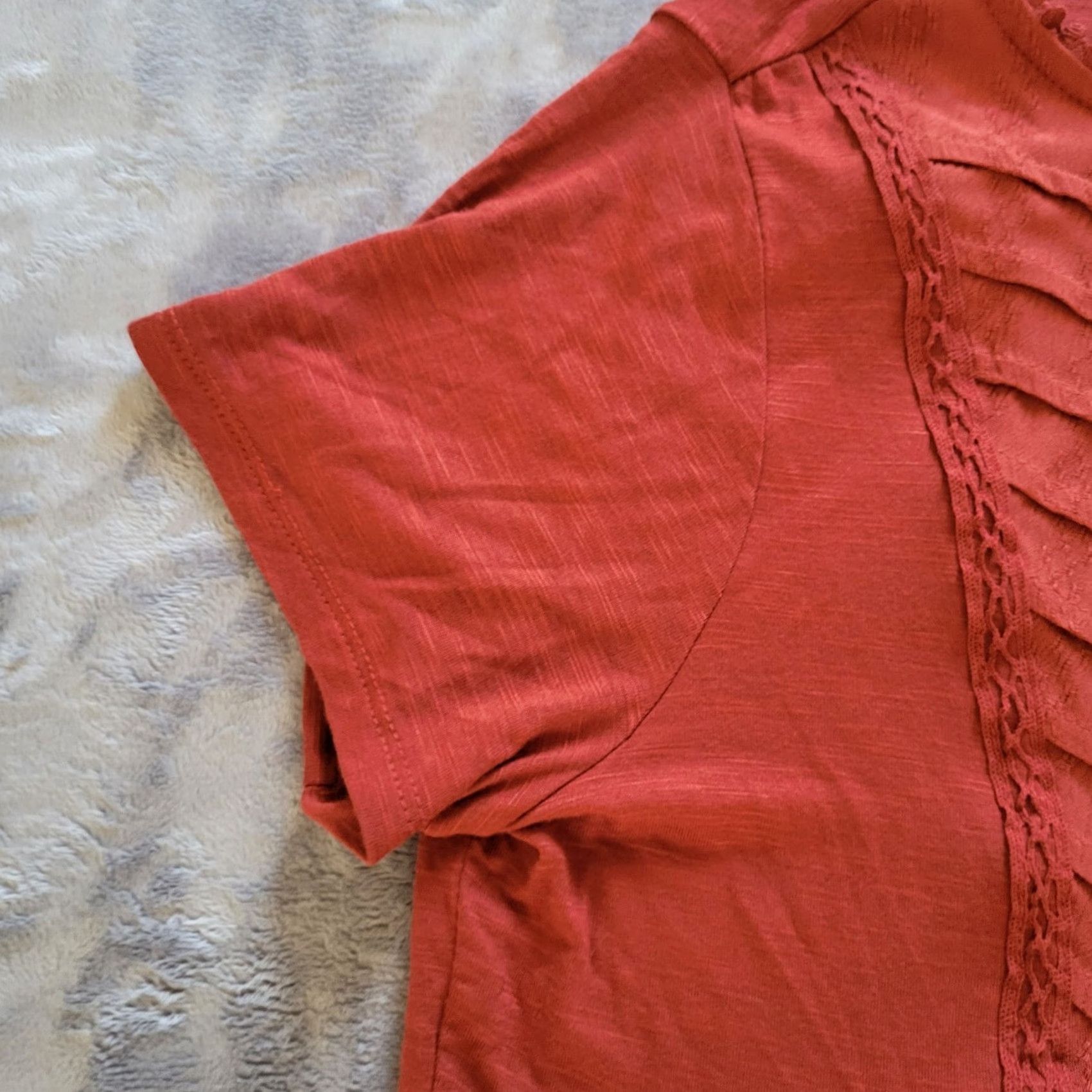 Vintage Knox Rose Top Shirt Medium Orange Short Sleeve Peplum Keyhole Everyday Casual Shirt Womens Size M / US 6-8 / IT 42-44 - 4 Thumbnail