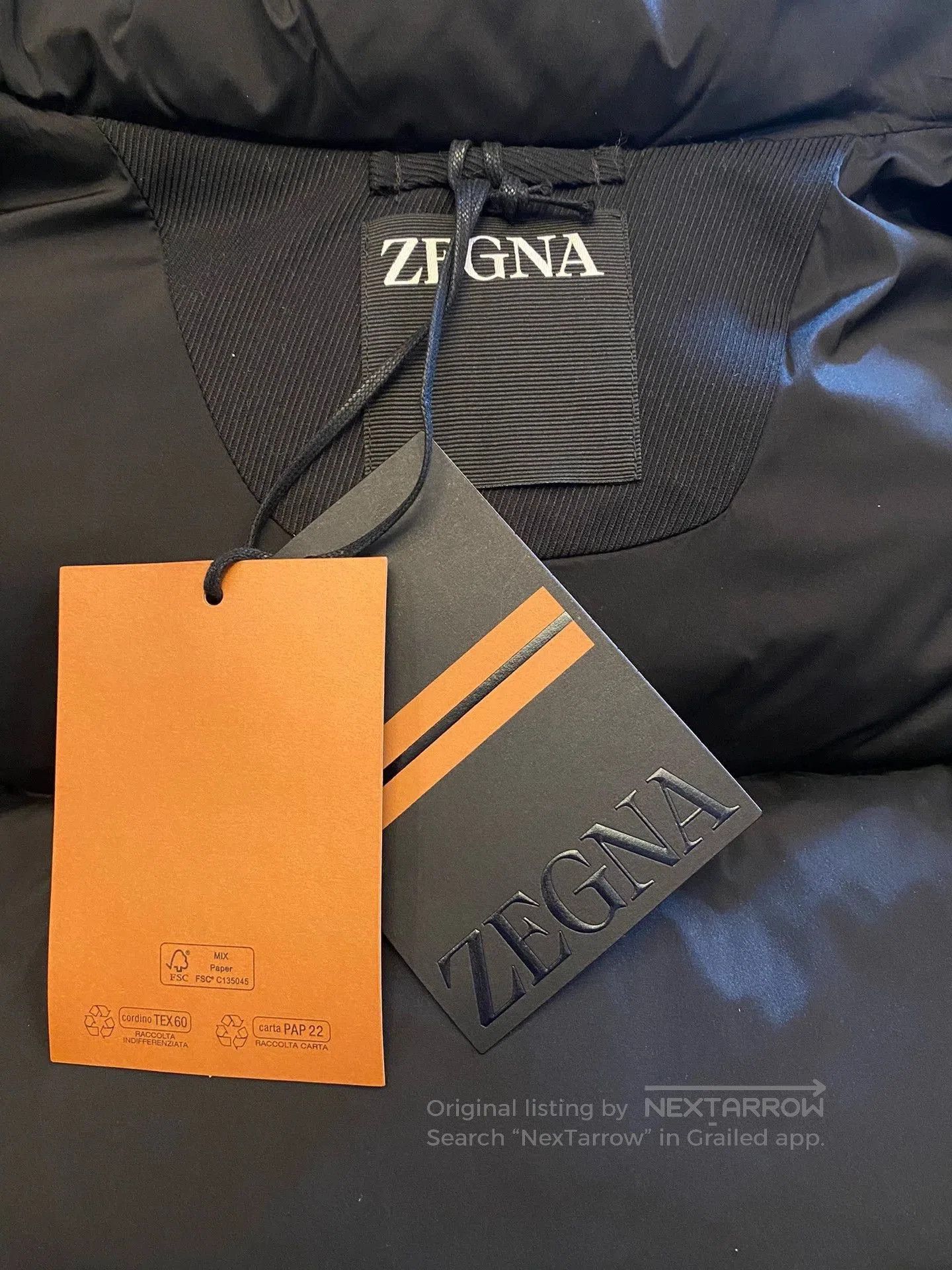 Ermenegildo Zegna Black Puffer Coat with Orange Hood . Size US S / EU 44-46 / 1 - 6 Thumbnail