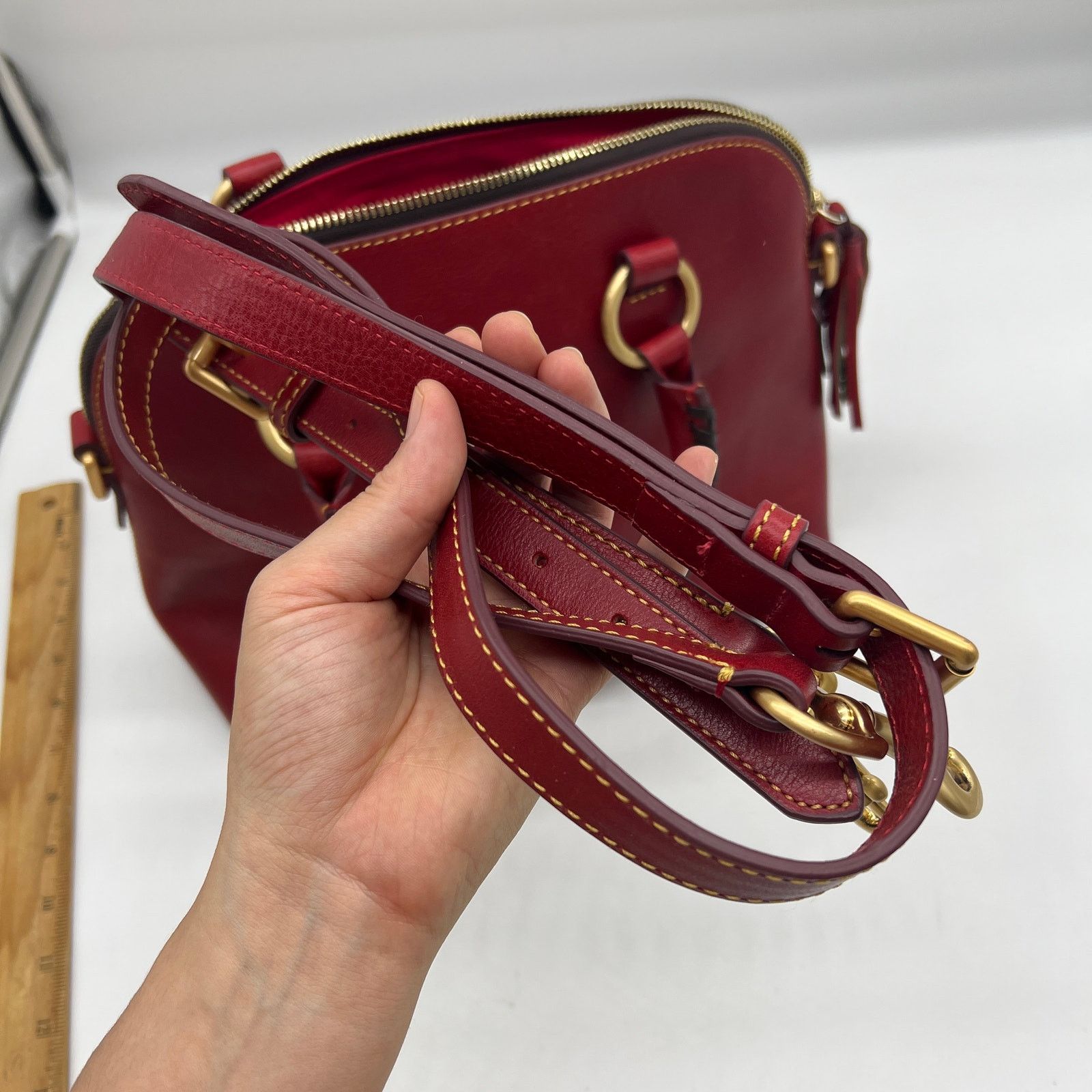 Dooney & Bourke Dooney & Bourke Florentine Leather Domed Purse Red Color Size ONE SIZE - 14 Thumbnail