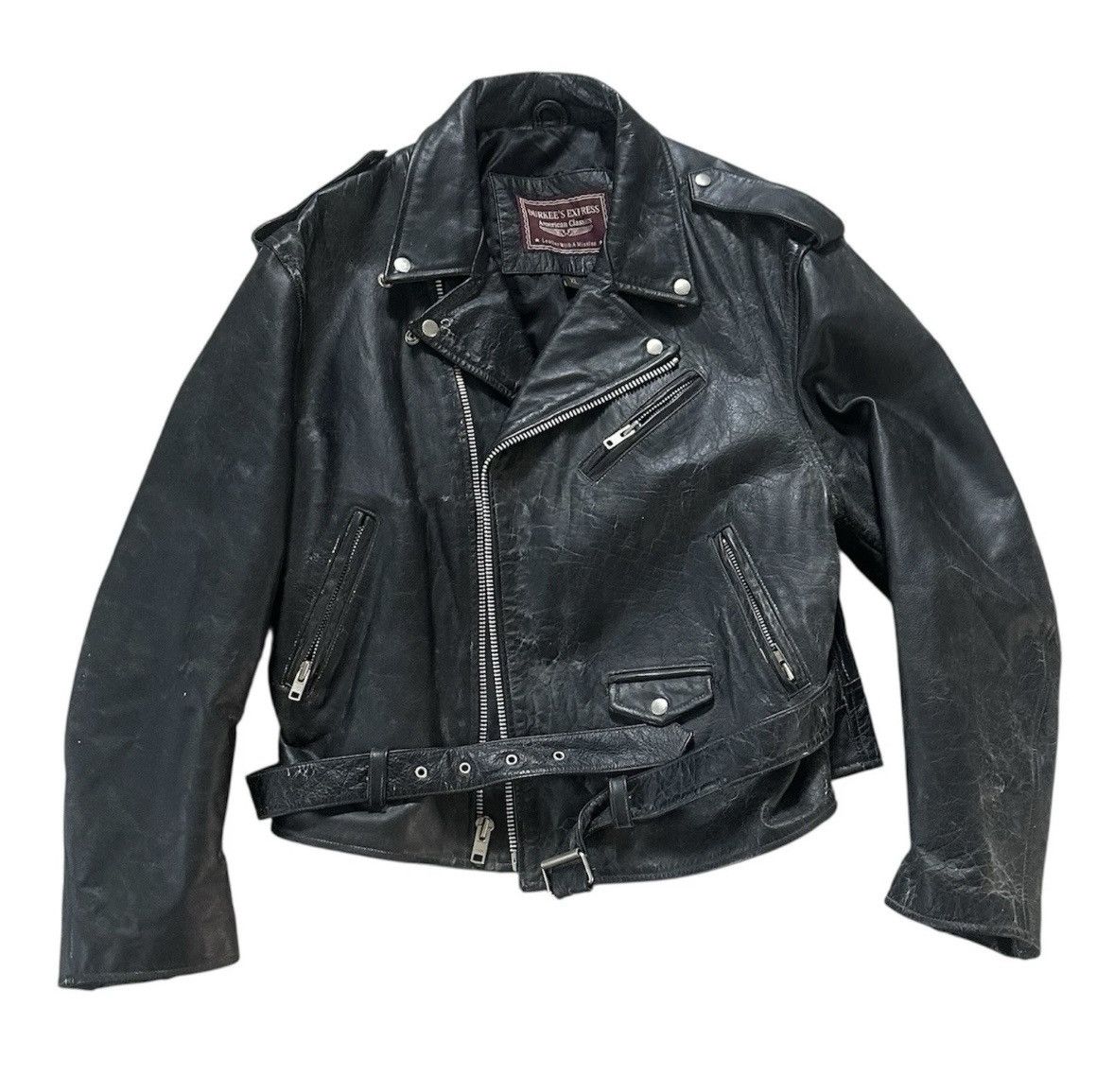 Vintage Vintage black leather biker jacket Size US XL / EU 56 / 4 - 1 Thumbnail