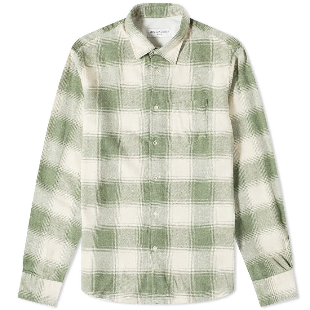 Officine Generale o1mle1025 Giacomo Brushed Cotton Check Shirt in Multicolor Size US S / EU 44-46 / 1 - 1 Preview