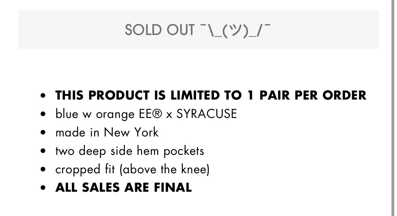 Eric Emanuel × NCAA Eric Emanuel Syracuse Basic Shorts Large Size US 34 / EU 50 - 10 Thumbnail