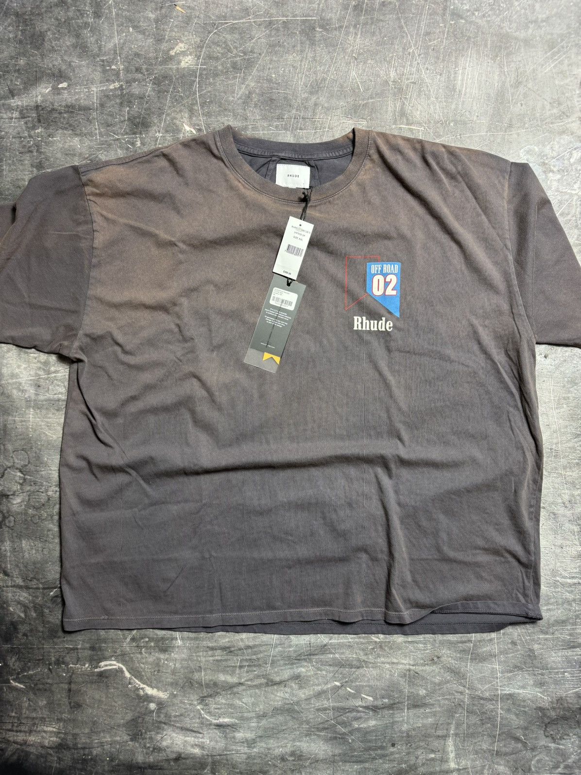 image of Rhude Vintage Grey Off-Road Logo T-Shirt, Men's (Size 2XL)