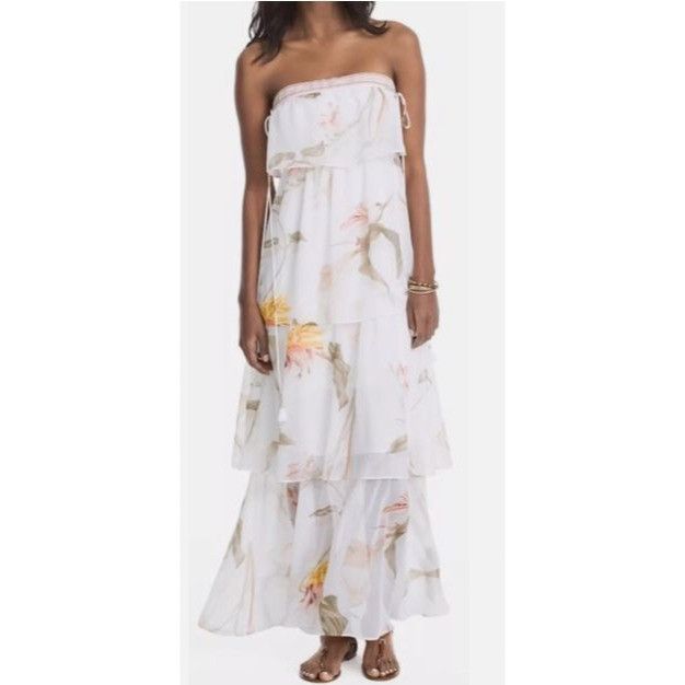 White House Black Market NWT White House Black Market Strapless Floral Tiered Maxi Dr Size S / US 4 / IT 40 - 1 Thumbnail