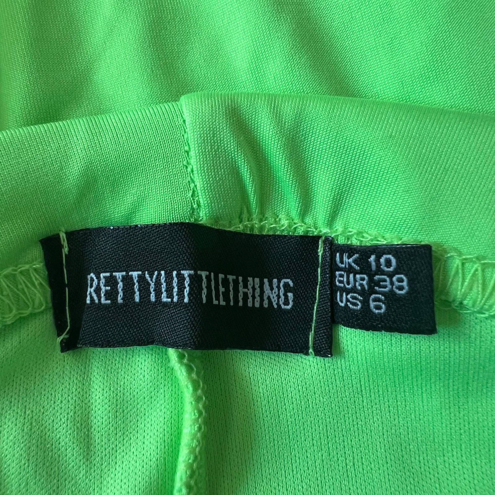 Other Pretty Little Thing Shape Neon Lime Buckle Cycle Shorts, US6 Size 28" / US 6 / IT 42 - 3 Thumbnail