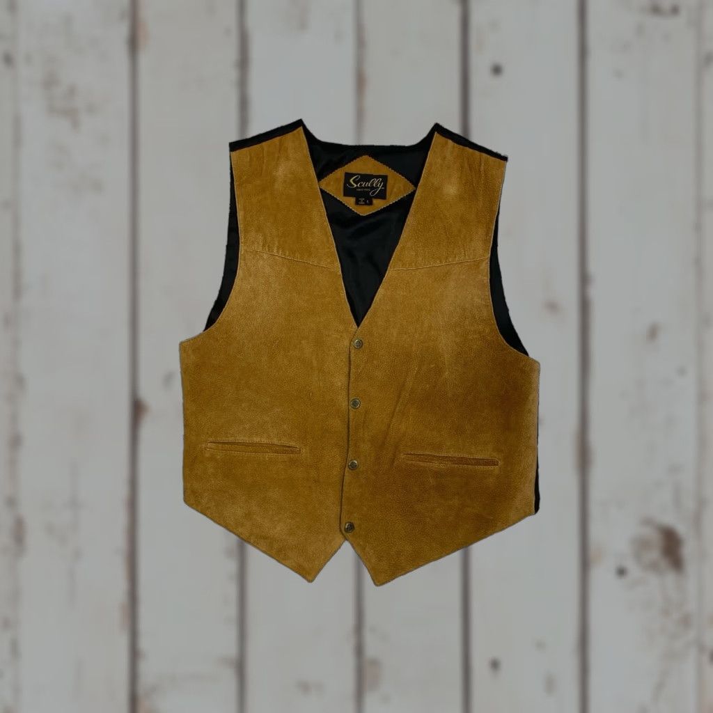 Scully Scully Vest Mens Large Light Brown Western Snap Front Suede Leather Satin Cowboy Size US L / EU 52-54 / 3 - 1 Thumbnail