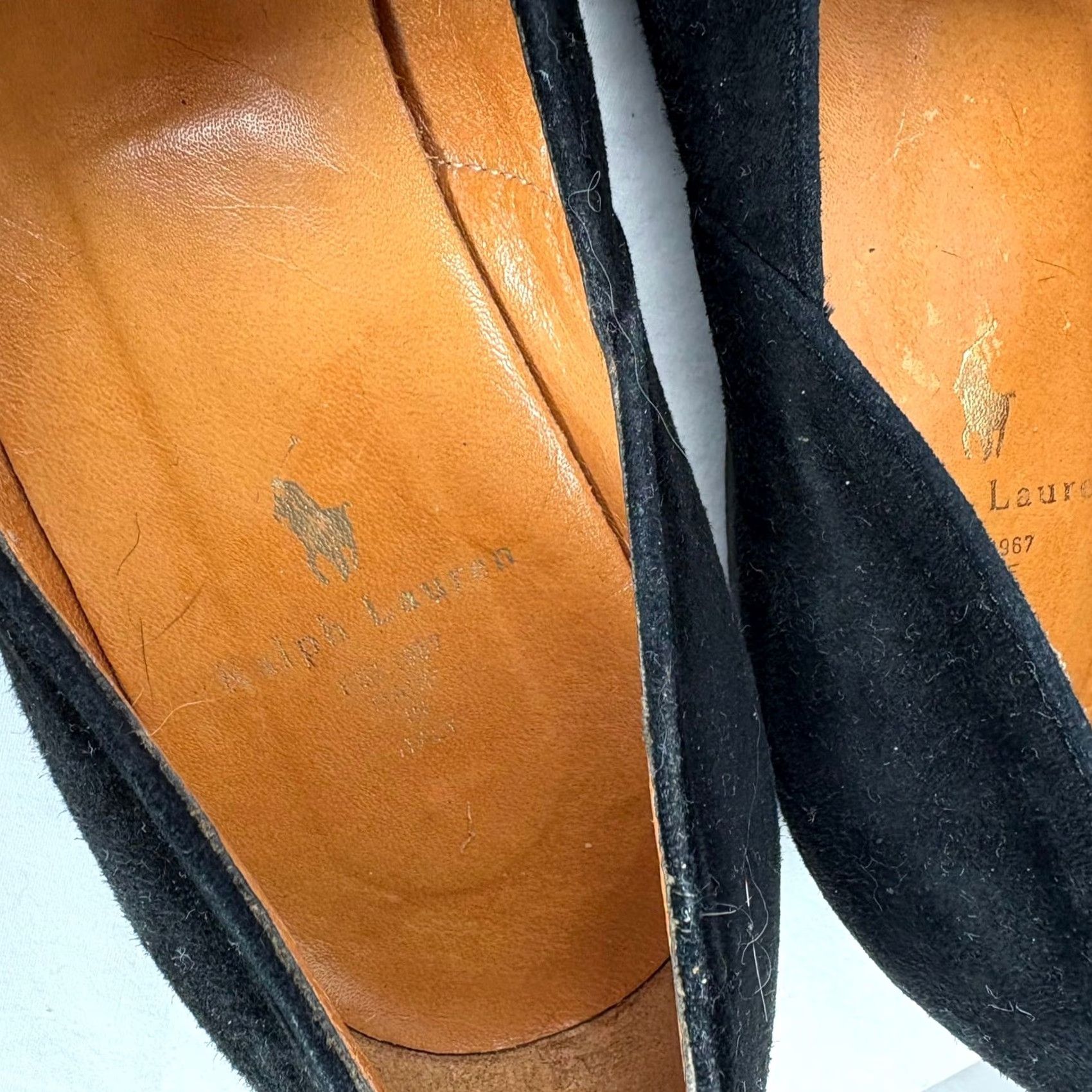 Ralph Lauren Ralph Lauren Black Suede Smoking Loafers Gold Metal Crest Womens 10.5 Size US 11 / IT 41 - 8 Thumbnail