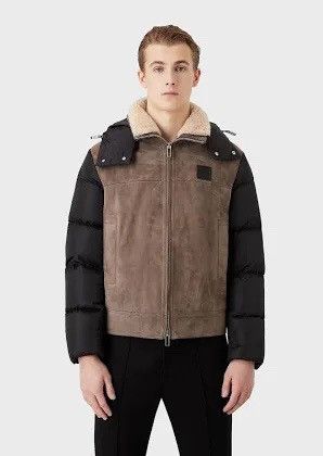 Emporio Armani Emporio Armani hooded Suede and down jacket Size US L / EU 52-54 / 3 - 1 Thumbnail