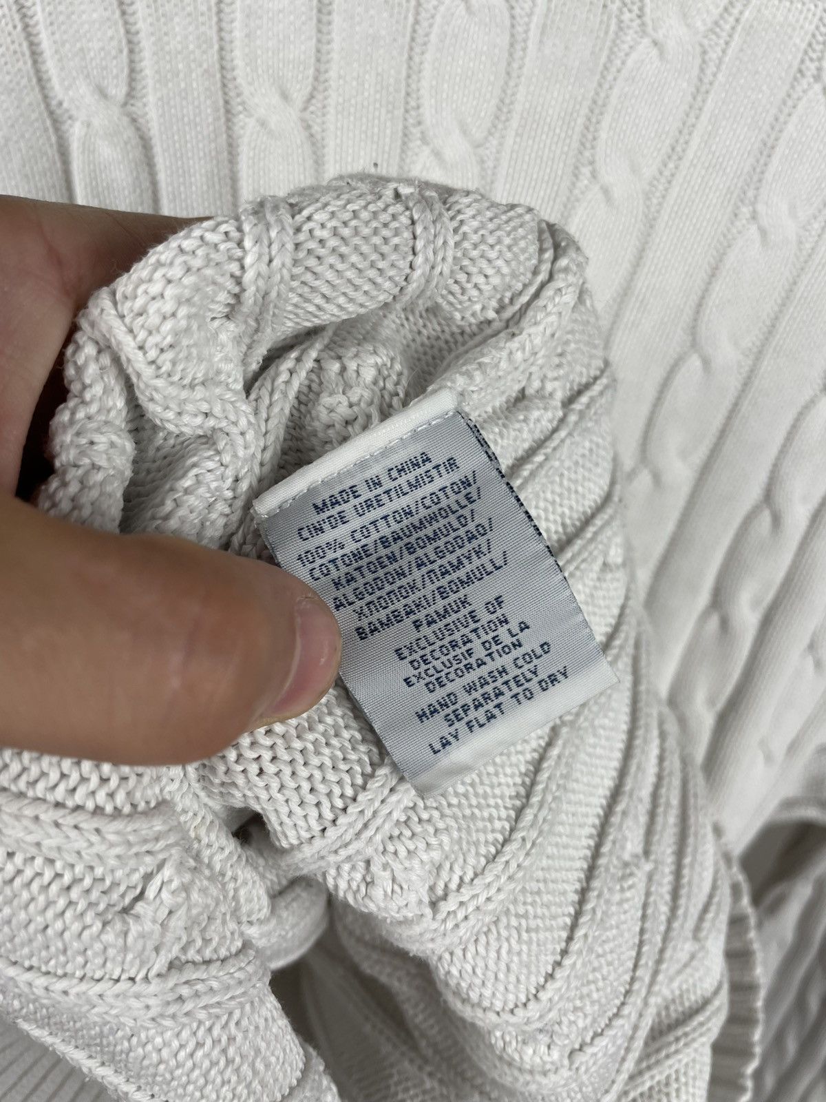Polo Ralph Lauren × Ralph Lauren Polo Ralph Lauren cable knit v neck cotton sweater women’s Size L / US 10 / IT 46 - 8 Thumbnail
