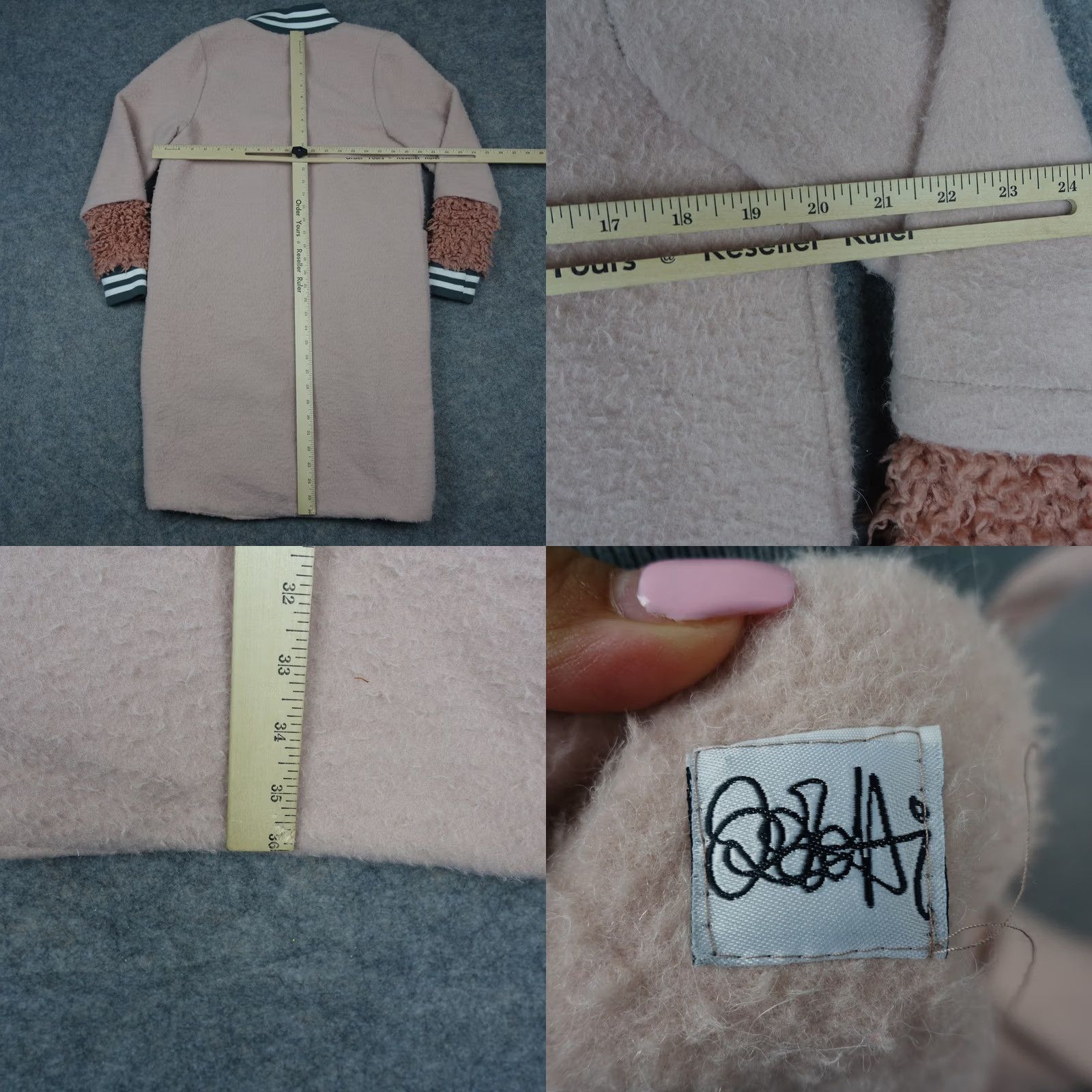 Pinko Fuzzy Pink Sherpa Faux Fur Long Bomber Jacket Open VTG Womens Large L Coat Size L / US 10 / IT 46 - 8 Thumbnail