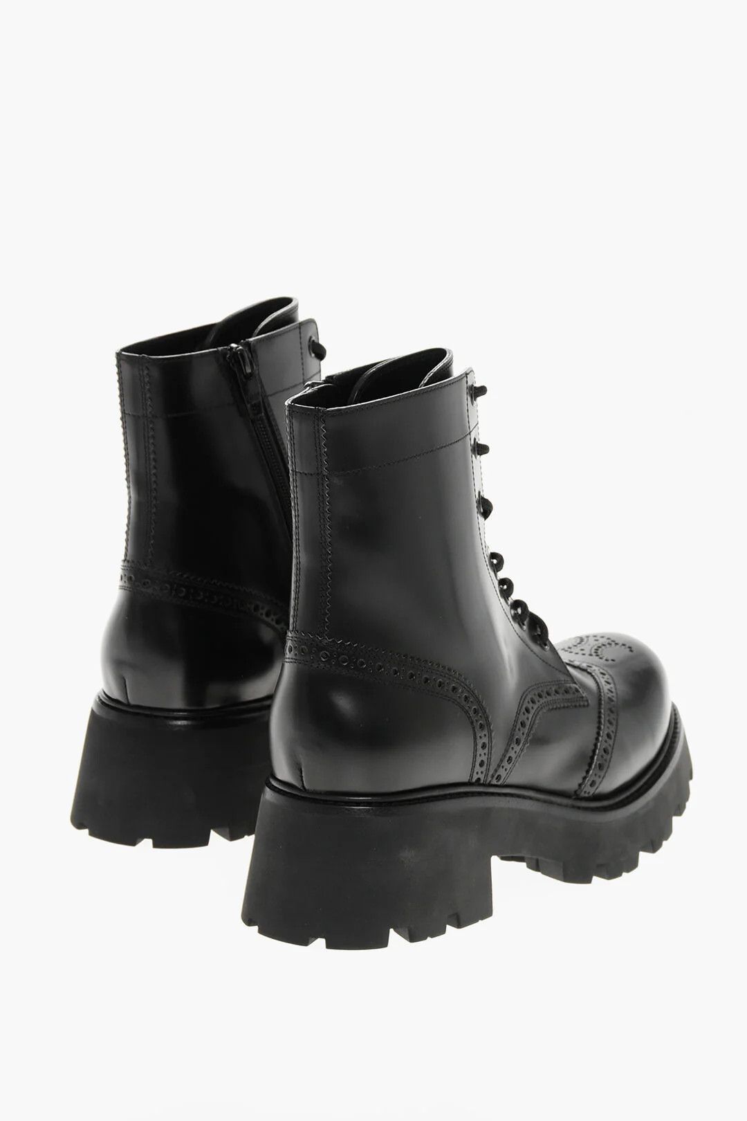 Celine o1mm0326 Leather Brogue Combat Boots in Black Size US 6 / IT 36 - 3 Thumbnail