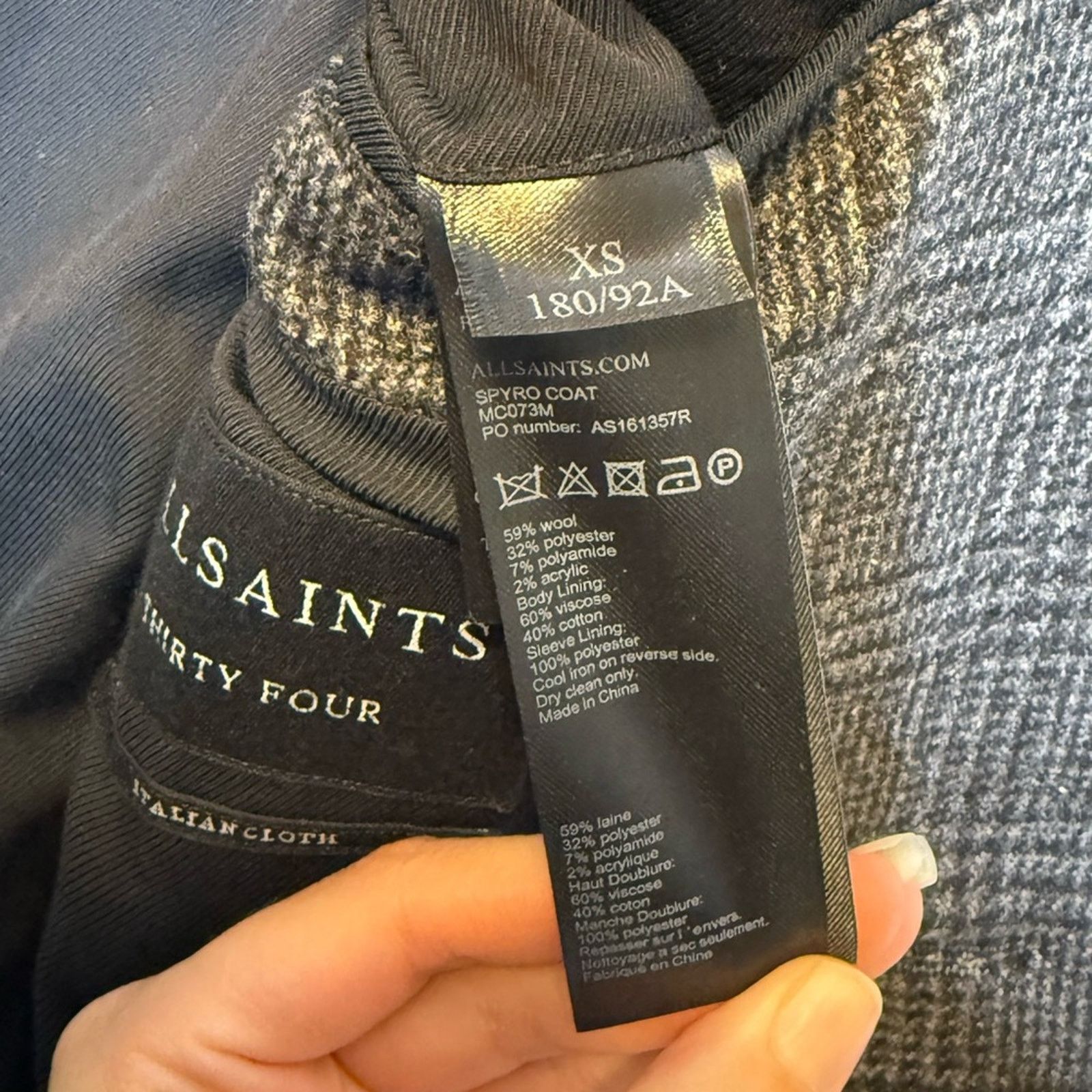 Allsaints ALLSAINTS Dark l Plaid Spyro Coat Charcoal Gray- Thirty Four Size US XS / EU 42 / 0 - 9 Thumbnail