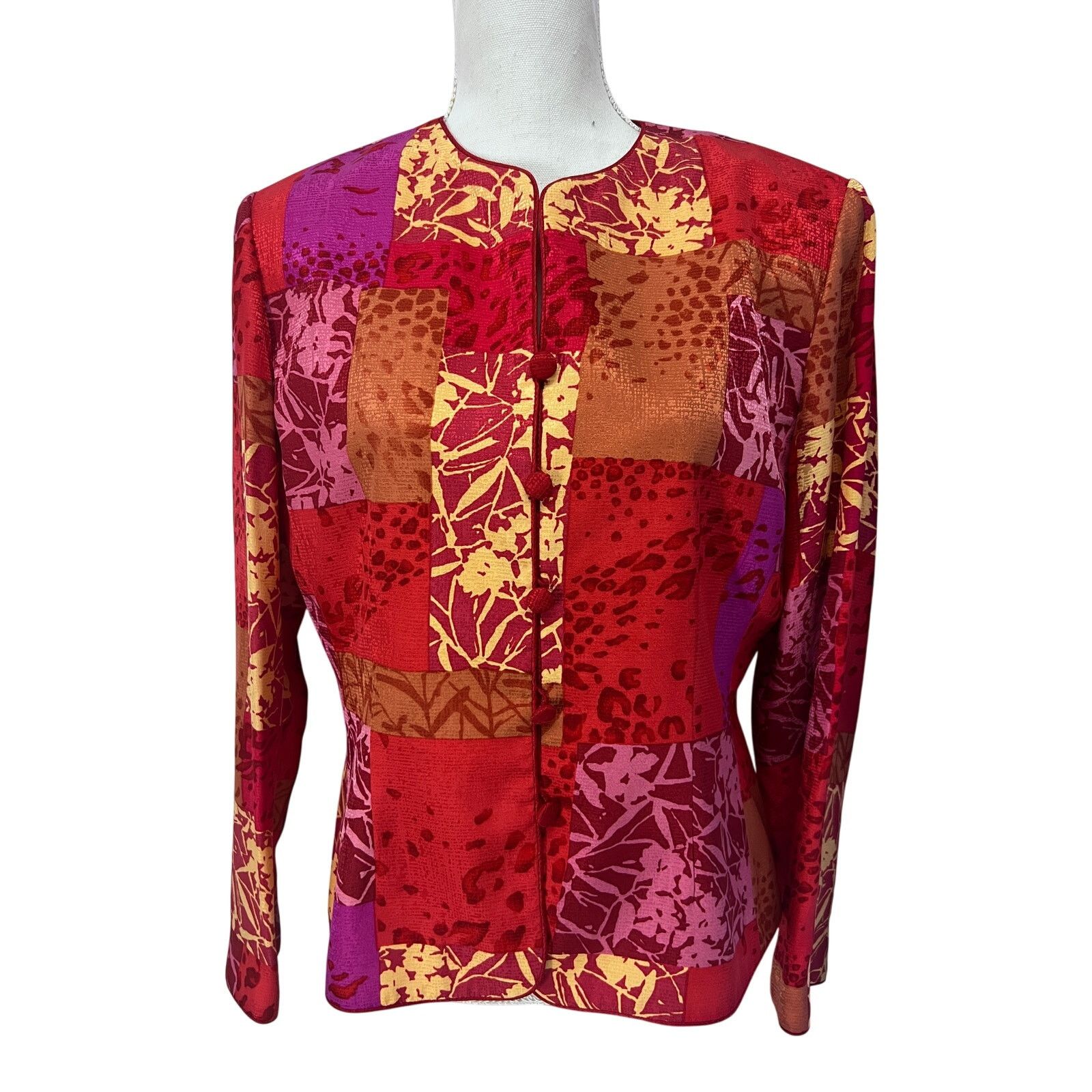 Adrianna Papell Adrianna Pappel Red Floral Silk Kimono Asian Jacket 12 Size XL / US 12-14 / IT 48-50 - 1 Thumbnail