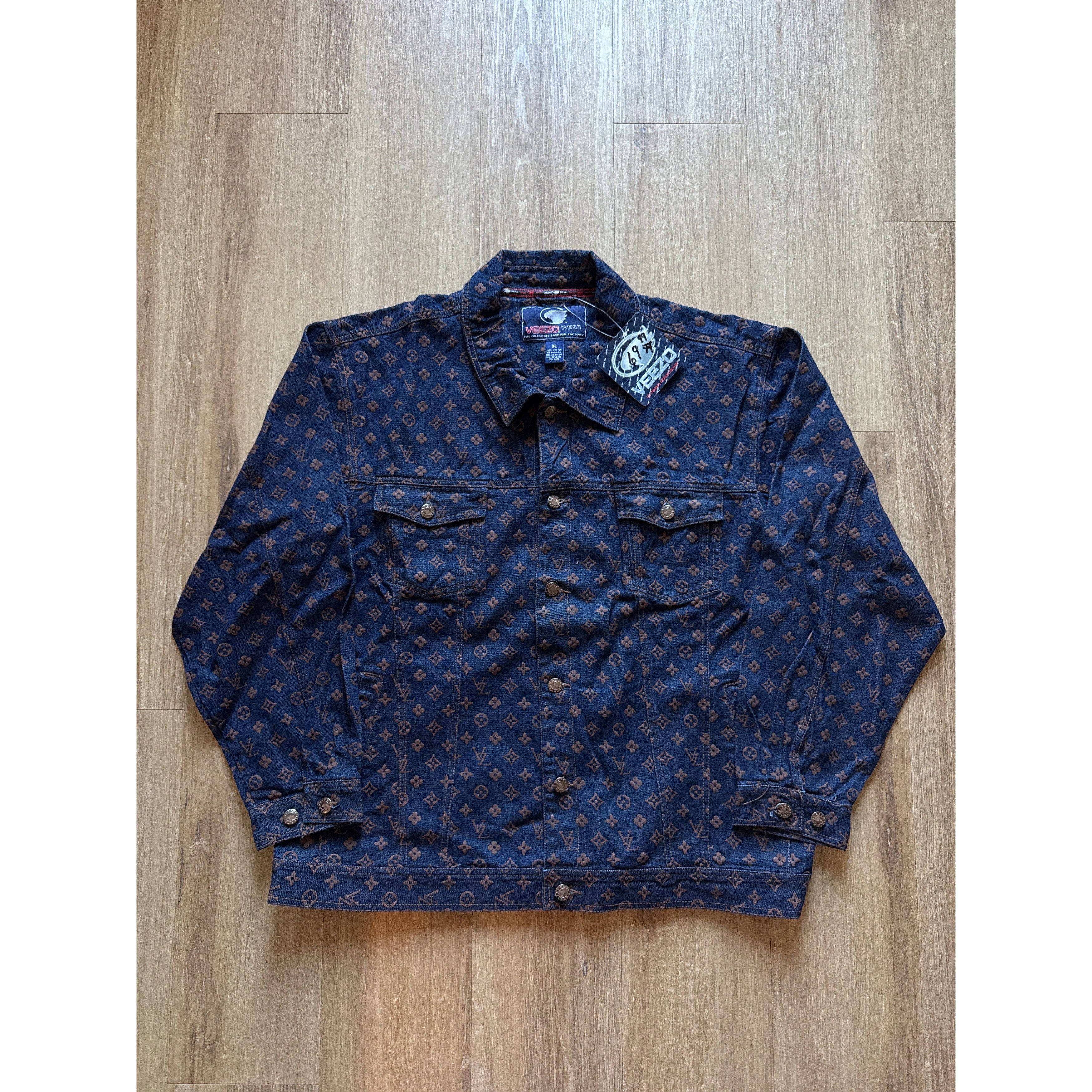 Vintage 90s Veezo Wear Monogram Designer Denim Jean Jacket