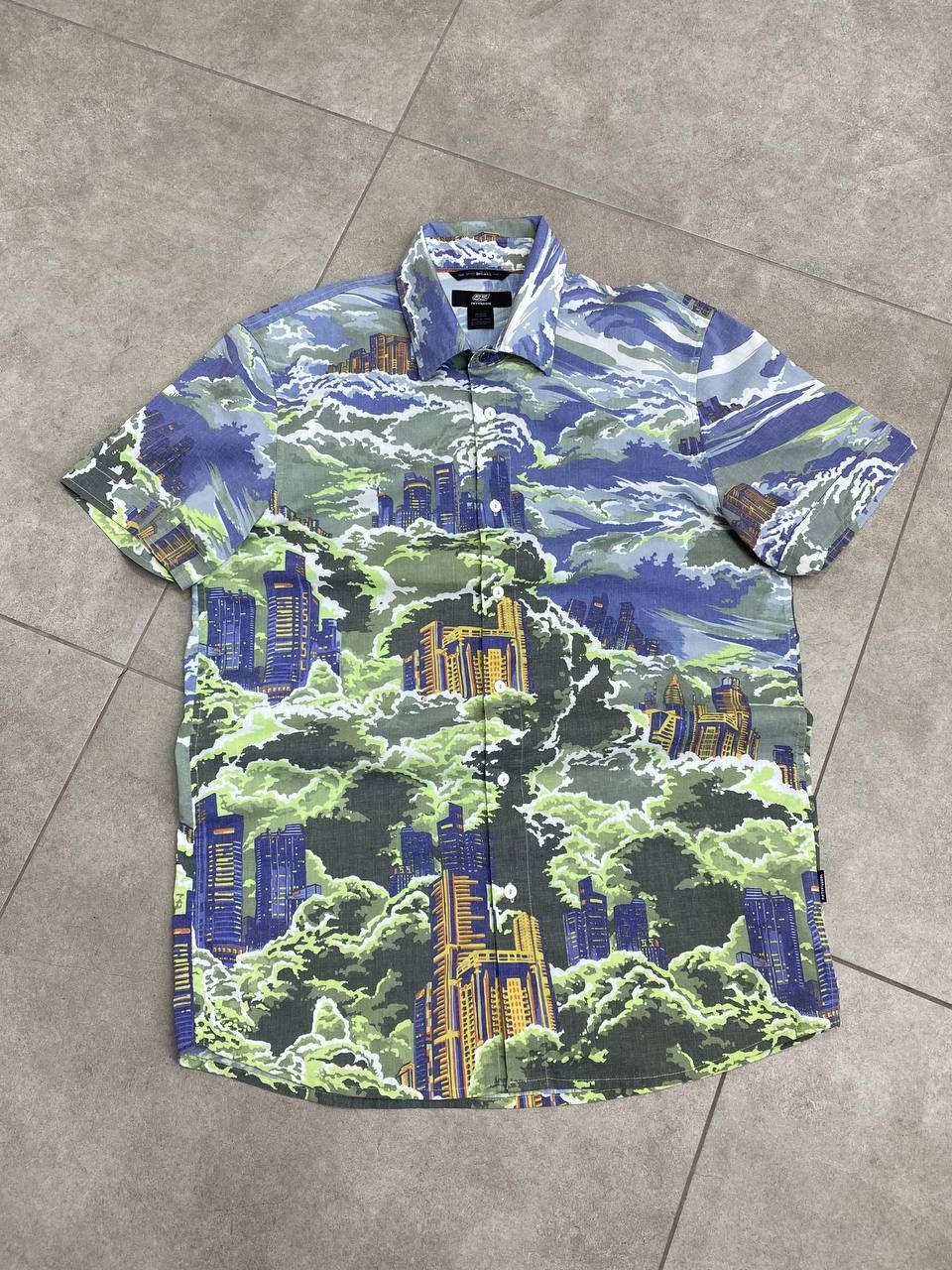55 DSL Diesel Family Print City Short Sleeve Buttons Shirt