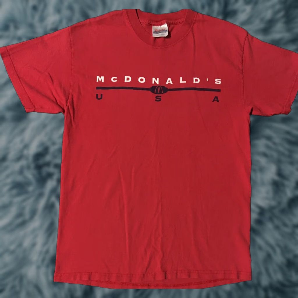Vintage Vtg McDonalds USA Faded Promo Shirt L Fast Food Burger Big Mac Snack Grunge 90s Shirt Mens Red 90s USA Fast Food Grunge McDonalds Size US M / EU 48-50 / 2 - 1 Thumbnail
