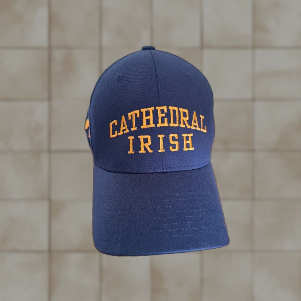 Vintage VINTAGE Cathedral High School Irish Hat S/M Blue Flexfit Baseball Cap Men Flex fit Size ONE SIZE - 1 Thumbnail