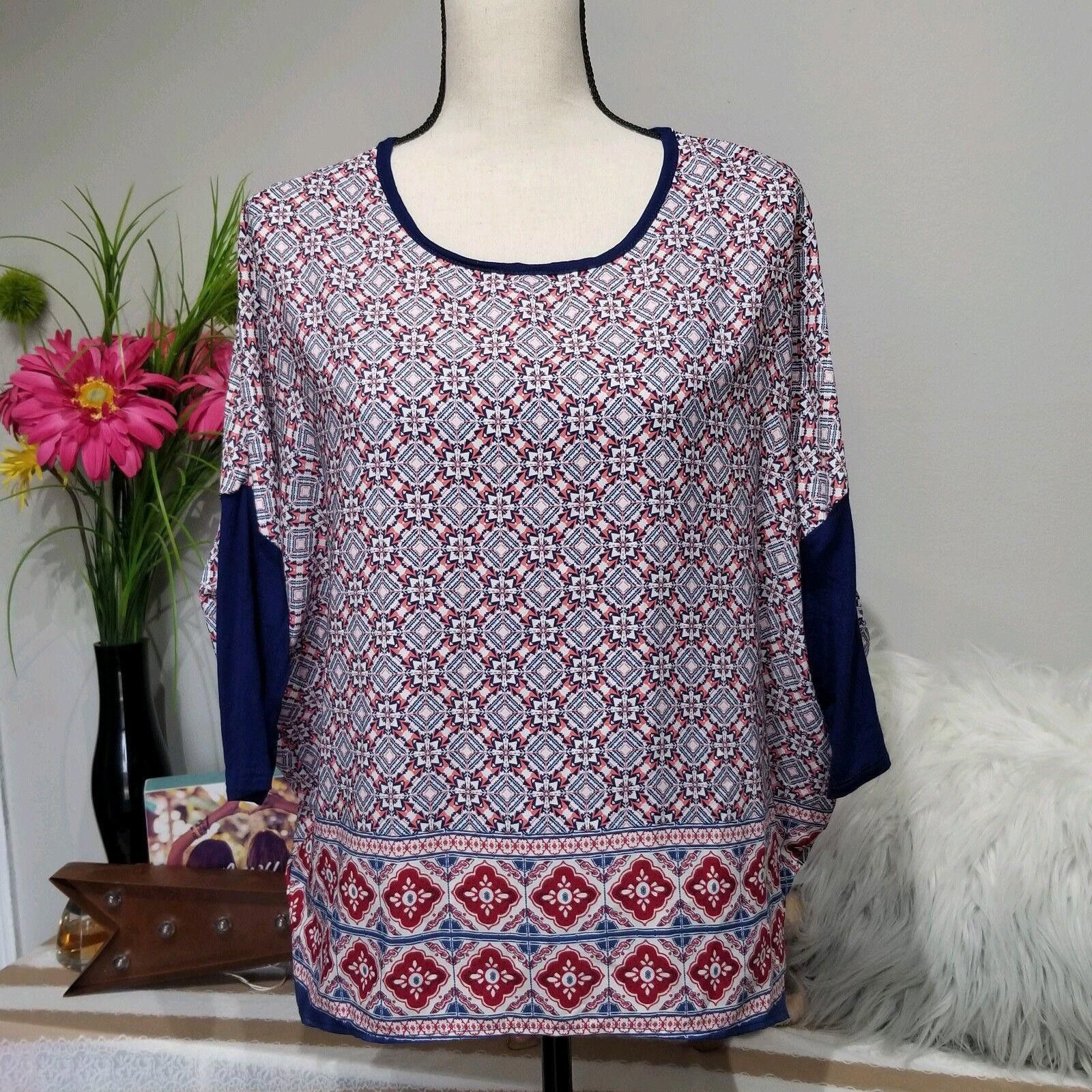 Designer Magnolia South Top Size Small Dolman 3/4 Sleeves Geometric Size S / US 4 / IT 40 - 1 Thumbnail
