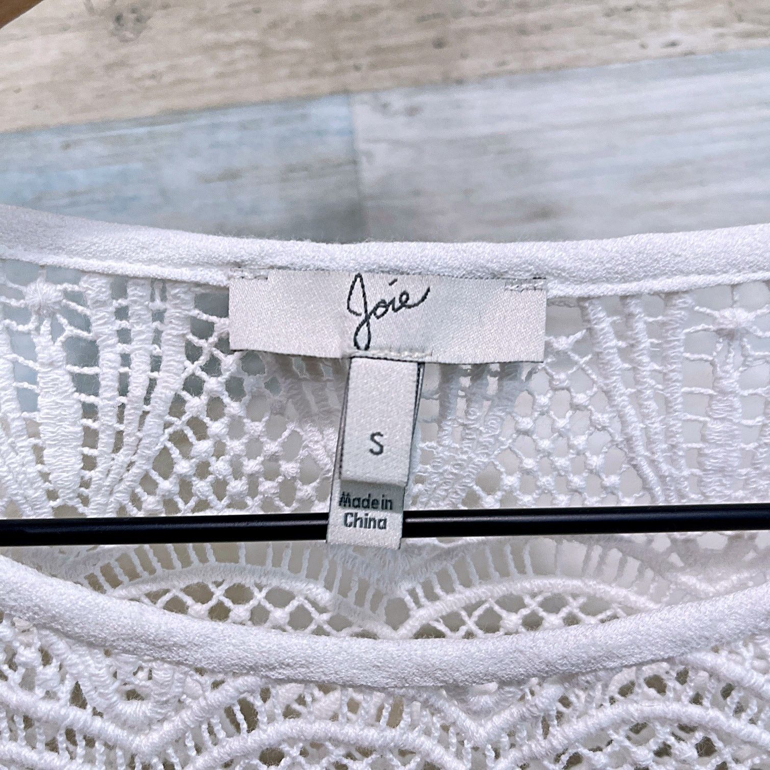 Joie JOIE Coastal Lace Crochet Trim Top Blue Porcelain Relaxed S Size S / US 4 / IT 40 - 5 Thumbnail