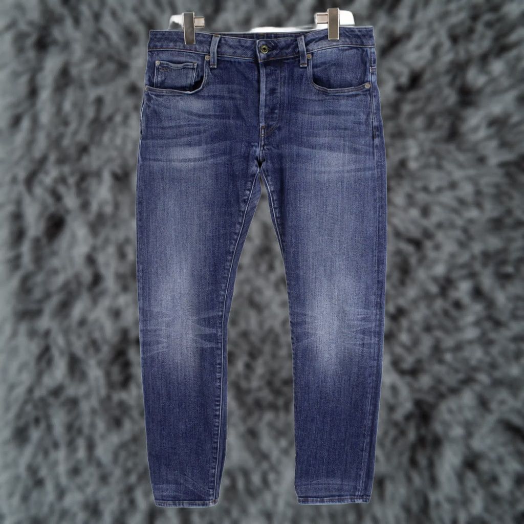 G-Star G-STAR 3301 Slim Jeans Men's W34/L31 Button Fly Faded Whiskers Blue Denim Size US 34 / EU 50 - 1 Thumbnail
