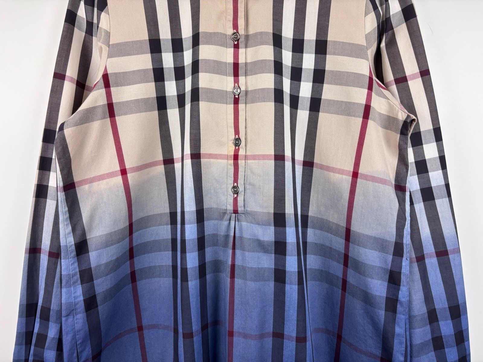 Burberry Womens Burberry Brit Nova Check Tunic Ombre Shirt Size L Size L / US 10 / IT 46 - 3 Thumbnail