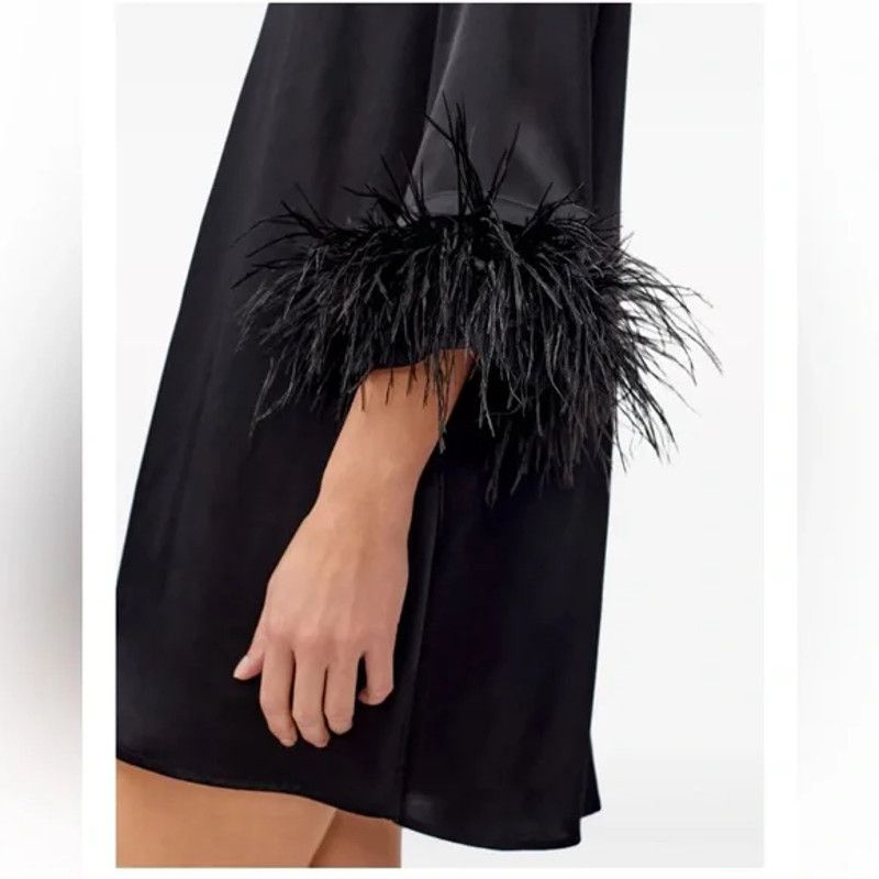 Sleeper NWT Sleeper Black Party Shirt Dress, Detachable Feathers XS Size XS / US 0-2 / IT 36-38 - 5 Thumbnail