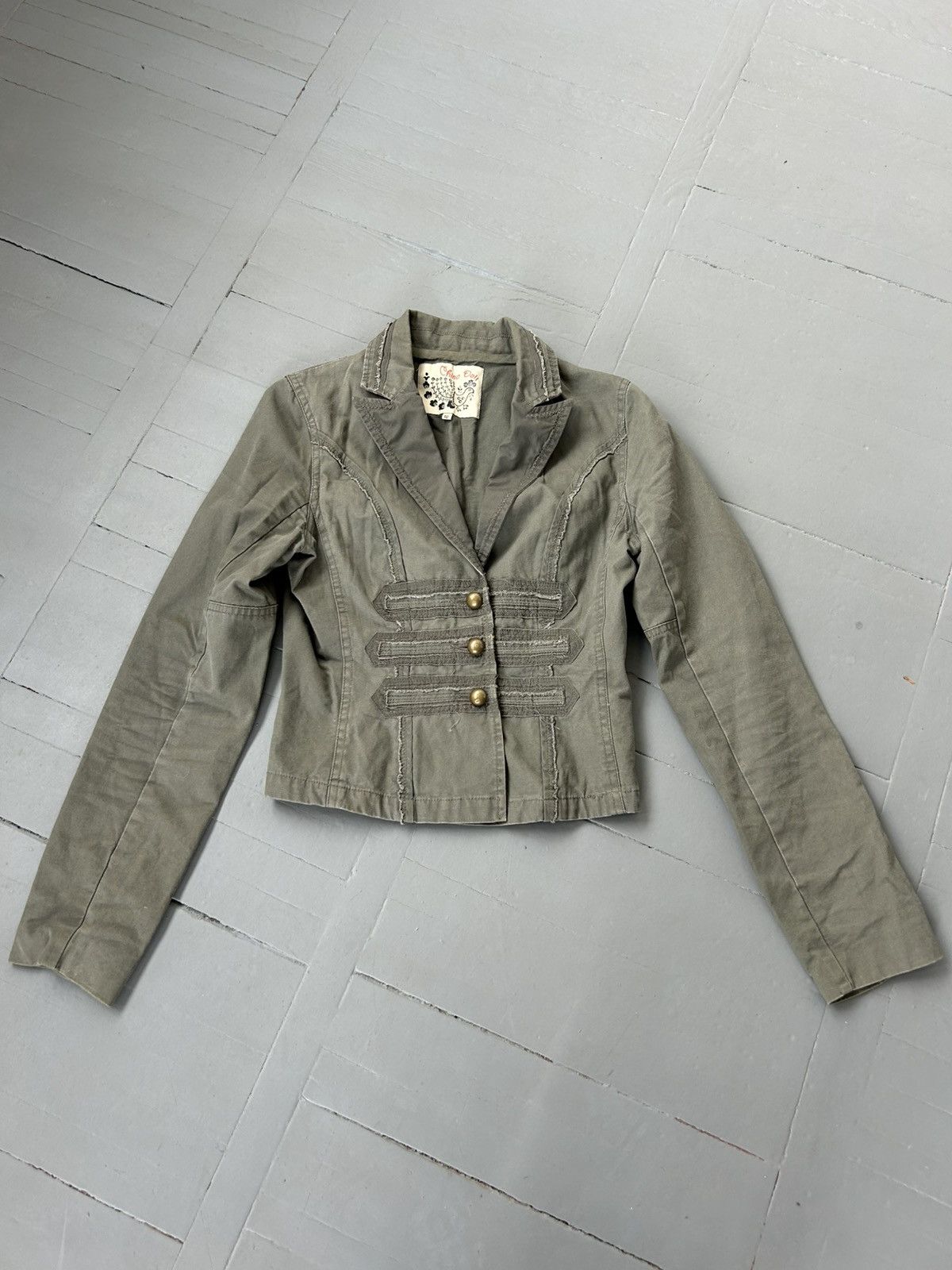 Japanese Brand × Vintage Vintage khaki crop blazer Japanese style Size M / US 6-8 / IT 42-44 - 1 Thumbnail