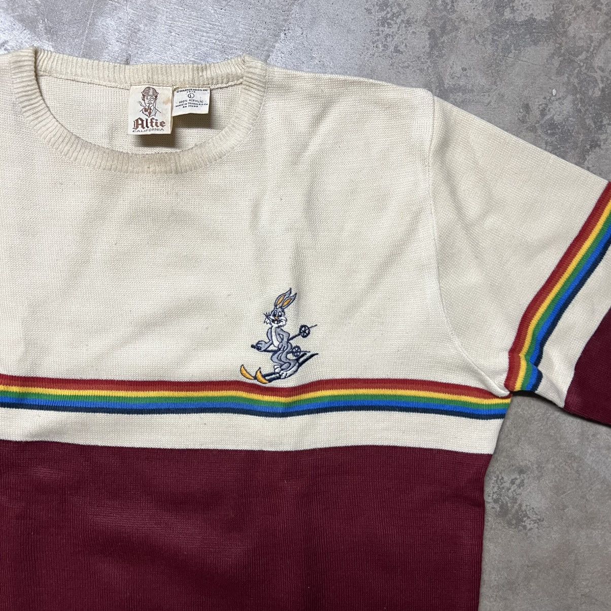Vintage × Warner Bros Vintage 1976 Warner Bros Alfie California 🇺🇸 Knit Sweater Size US L / EU 52-54 / 3 - 1 Thumbnail