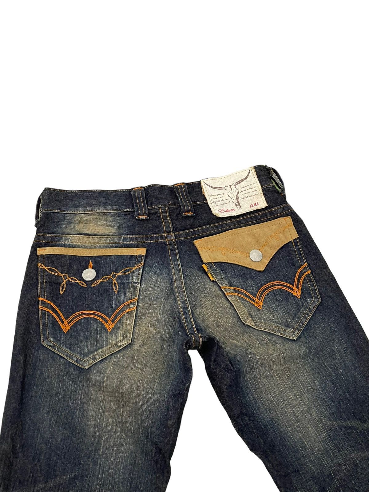 Japanese Brand Flare Jeans Edwin Japan Distress Boot Cut 7🟦3 Size US 31 - 18 Thumbnail