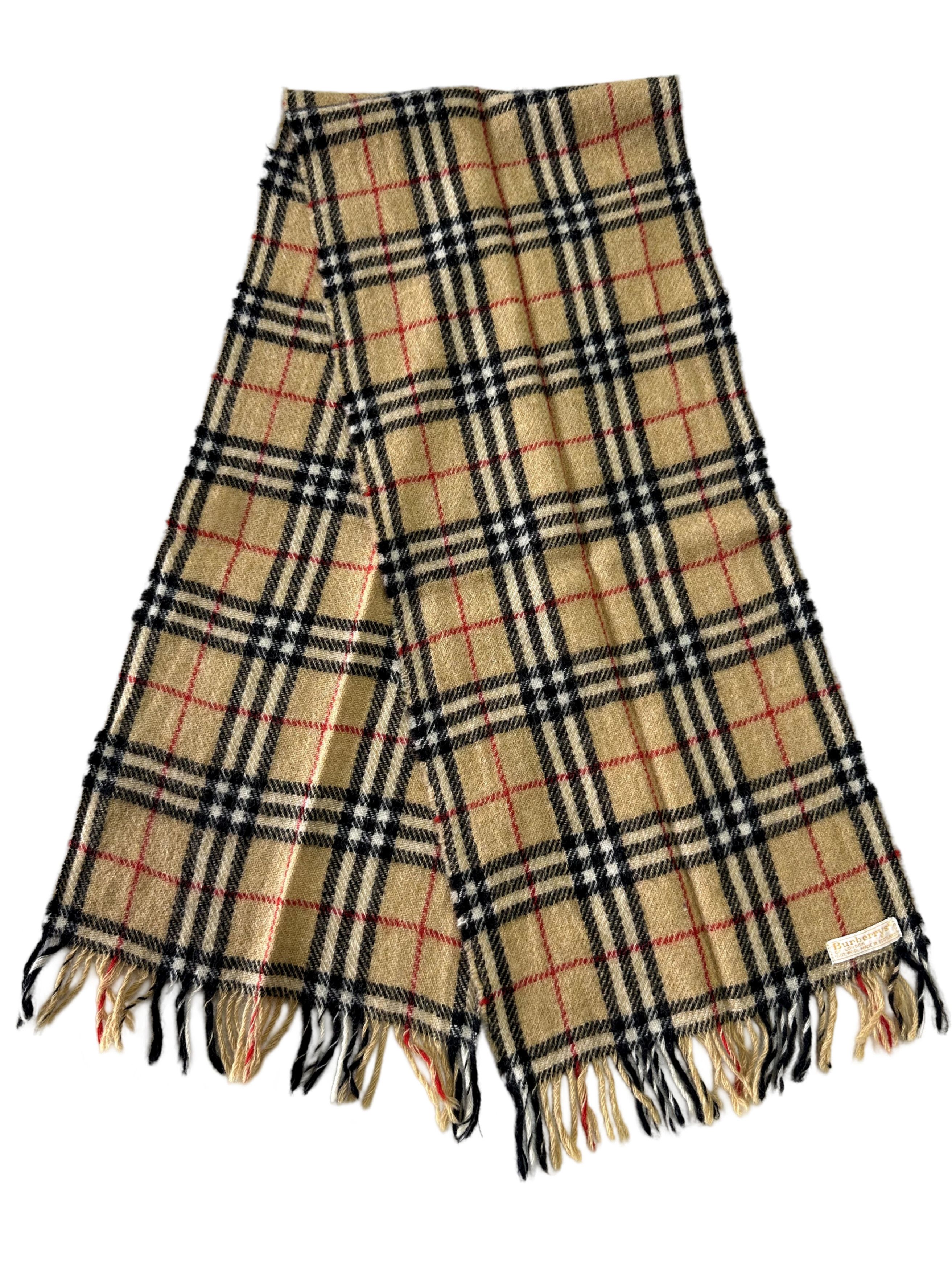 Burberry Burberrys Classic Check Scarf Beige 100% Wool Unisex Scarf Size ONE SIZE - 1 Thumbnail