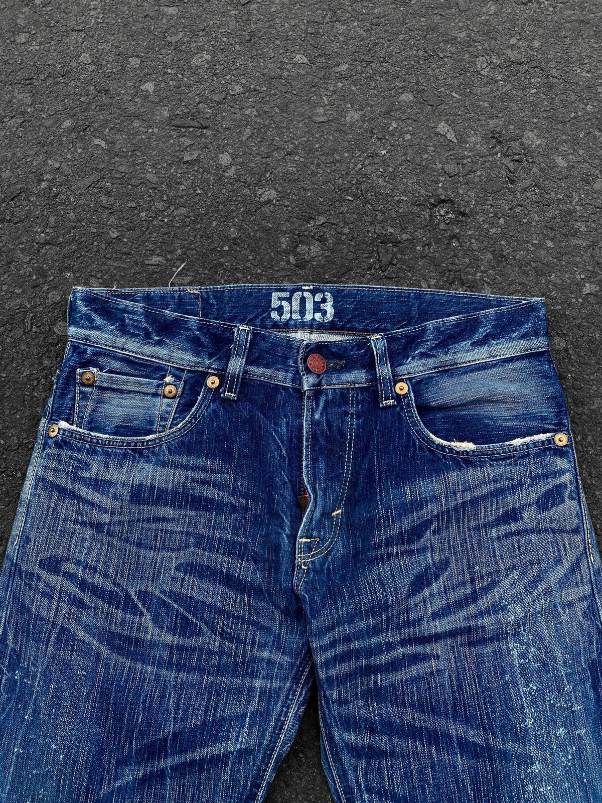 Edwin Vtg Flare Edwin 503 Blue Trip Crazy Faded Denim🇯🇵 Size US 34 / EU 50 - 5 Thumbnail
