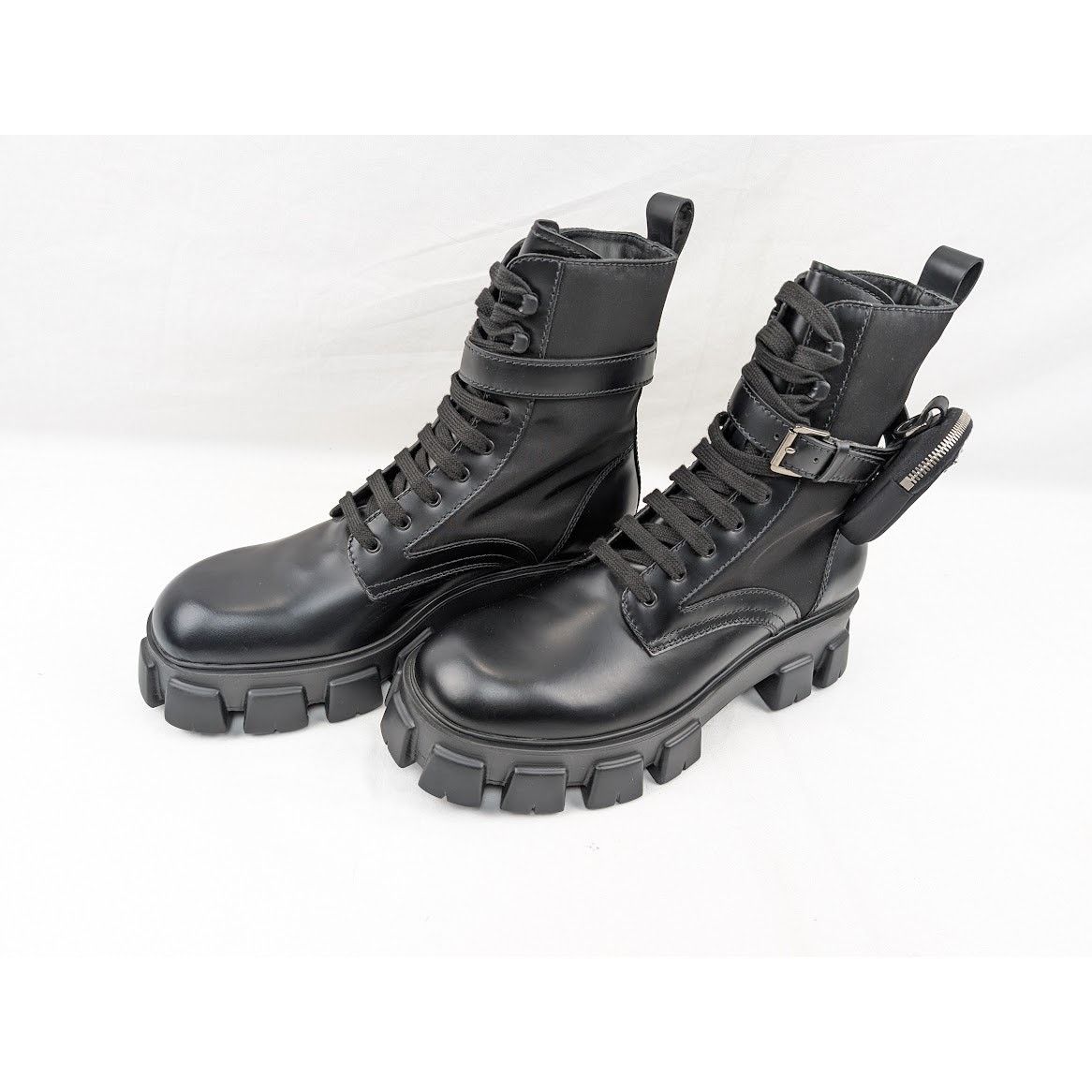 o1rshd1 Strapped Pouch Combat Boots 13 Prada - 13.5 US