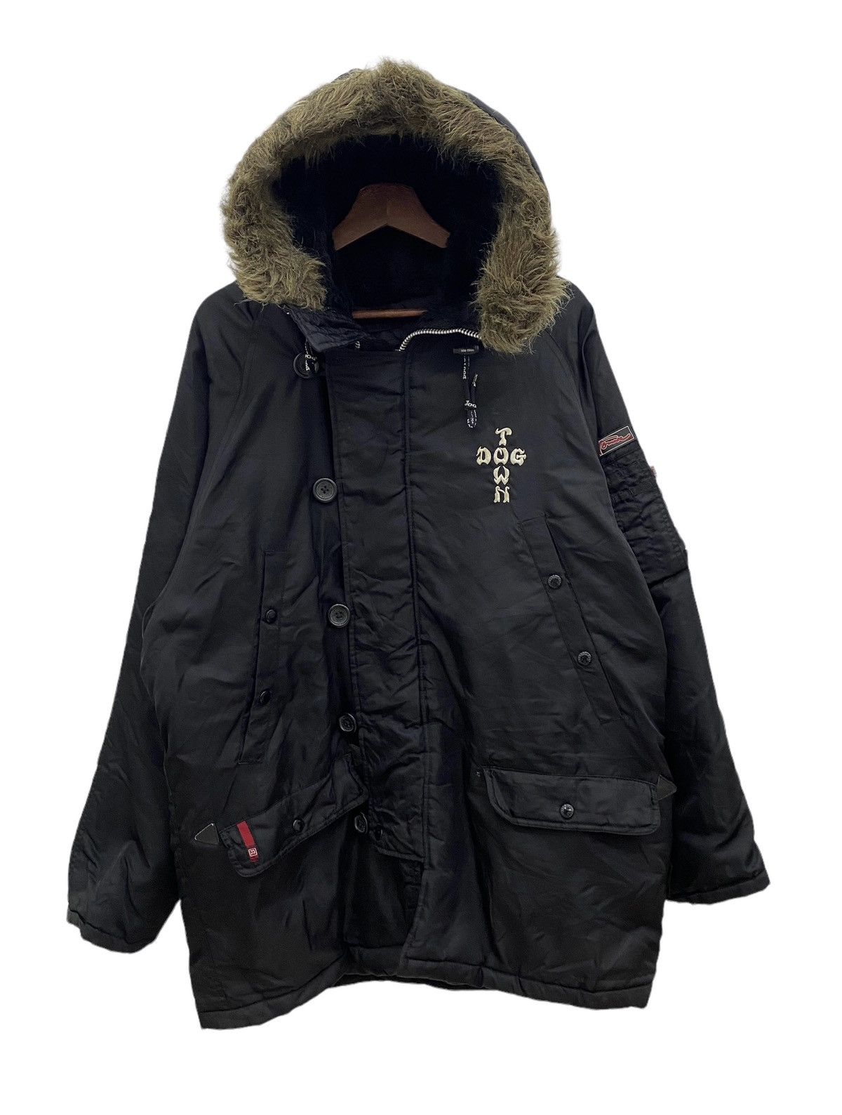 image of Best Offervintage Dogtown Fur Hooded Jacket in Black, Men's (Size Large)