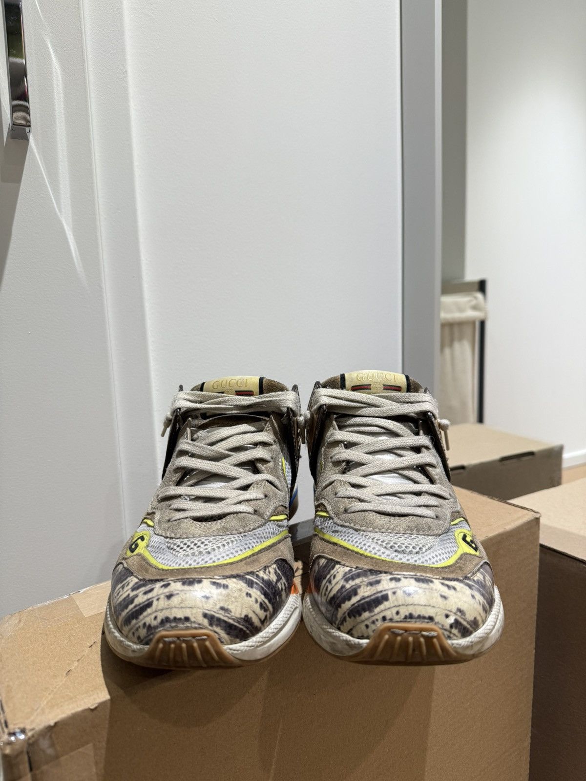 Gucci GUCCI Ultrapace snake-effect leather, suede and mesh Size US 9 / EU 42 - 2 Thumbnail