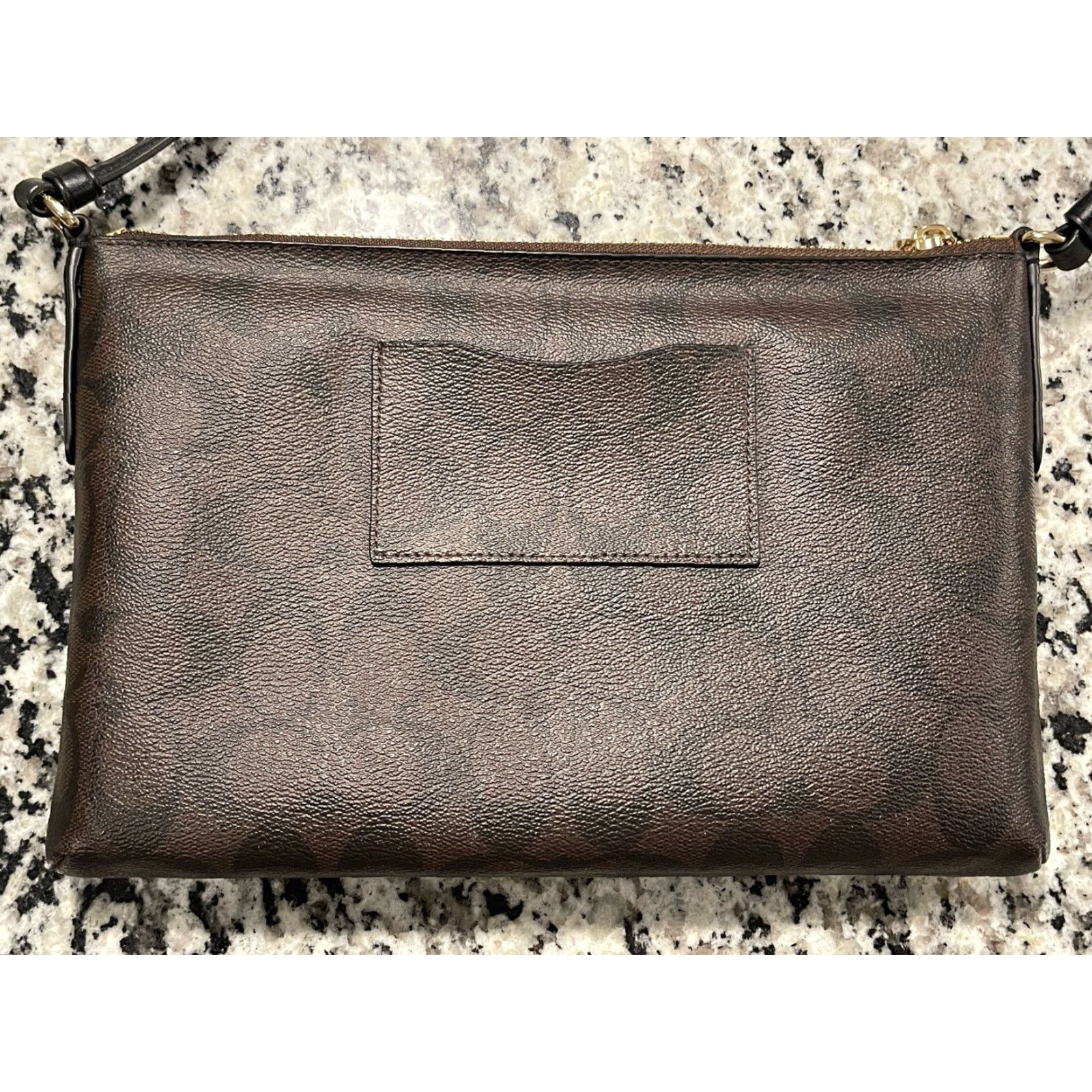 Coach VINTAGE Coach Signature Canvas East/West Pop Crossbody Brown Black Leather Trim Crossbody Women Adult One Size Black Gold-Pla ted Hardware Pouch (EUC) Size ONE SIZE - 4 Thumbnail