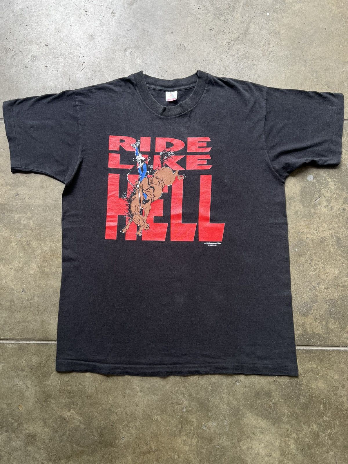 Vintage ‘90s Rodeo Ride Like Hell Go To Heaven Vintage Tee Shirt Size US XL / EU 56 / 4 - 1 Thumbnail