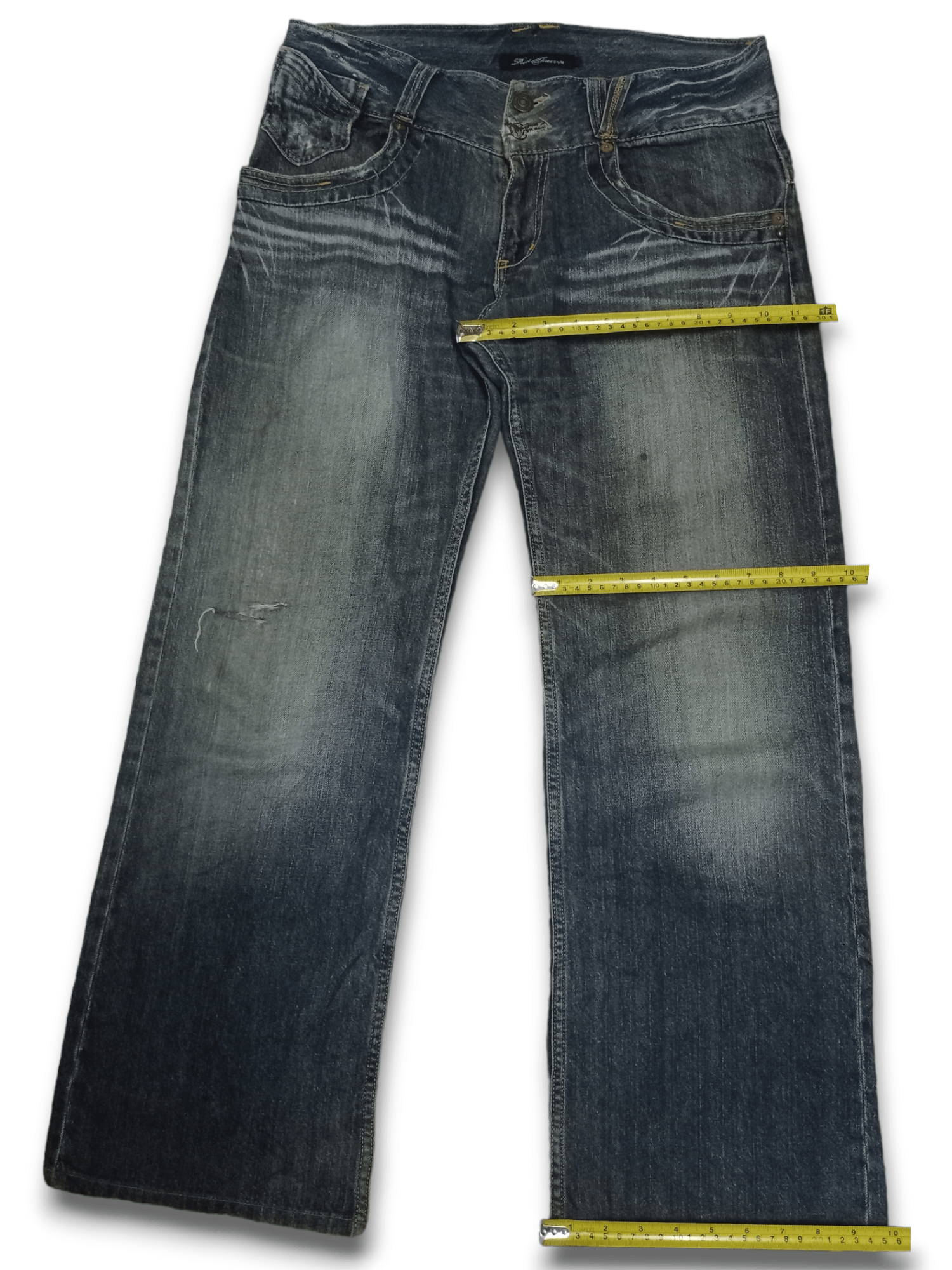 Japanese Brand Vintage Japanese Brand Studded Buckle Distressed Baggy Jeans Size US 33 - 10 Thumbnail